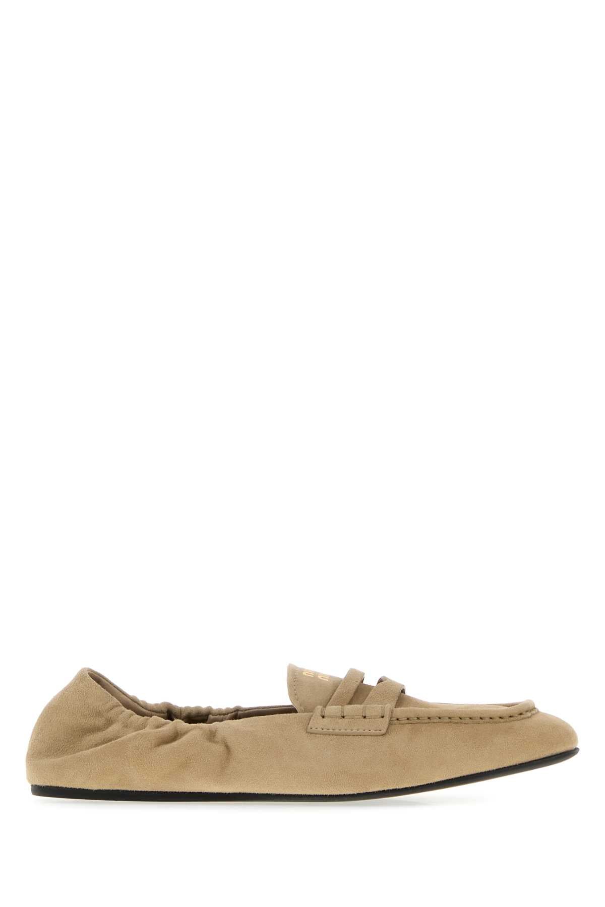 Miu Miu Women Sand Suede Leather Loafers