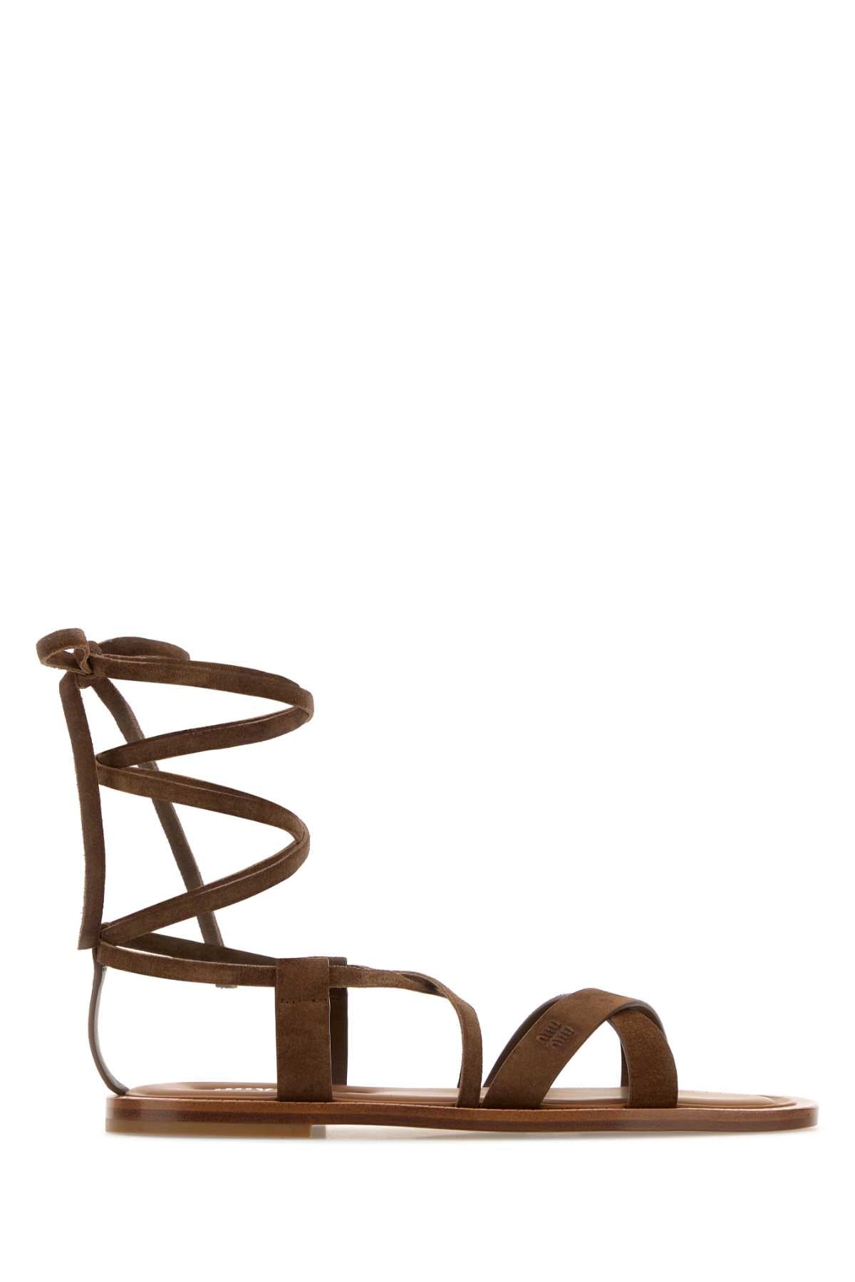 Miu Miu Women Brown Suede Sandals MIU MIU