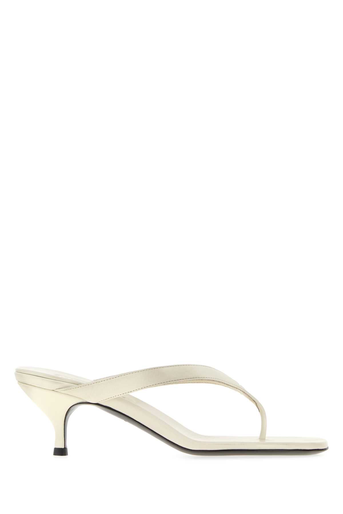 Miu Miu Women Ivory Leather Thong Slippers MIU MIU