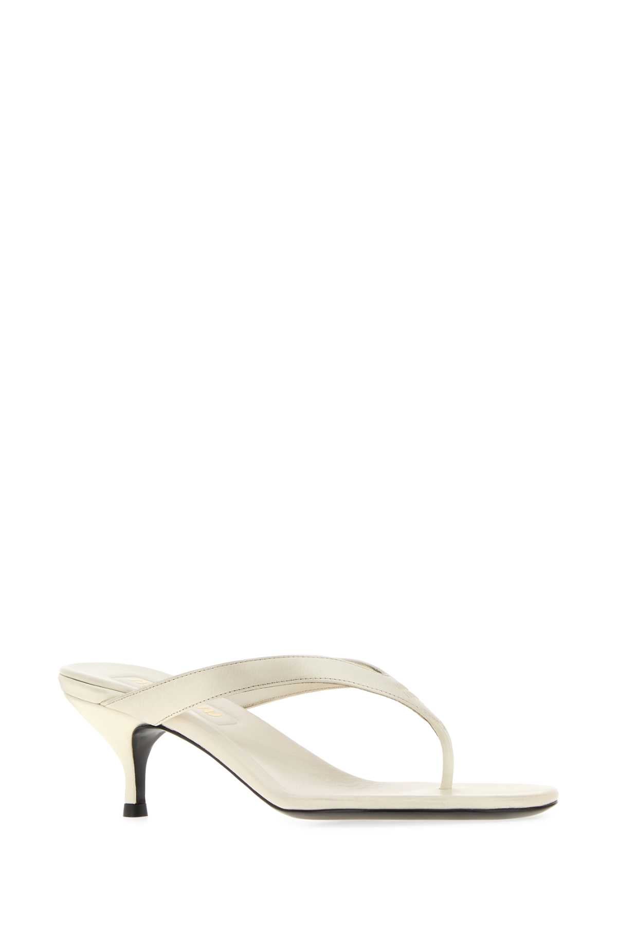 Miu Miu Women Ivory Leather Thong Slippers MIU MIU