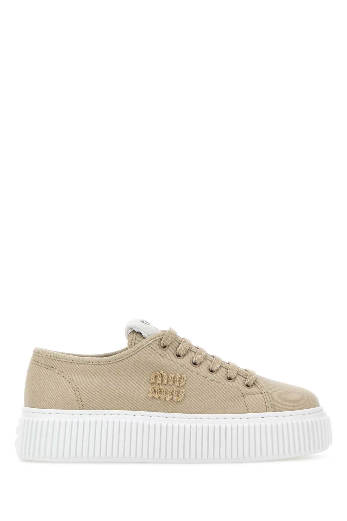 Miu Miu Women Beige Canvas Sneakers MIU MIU