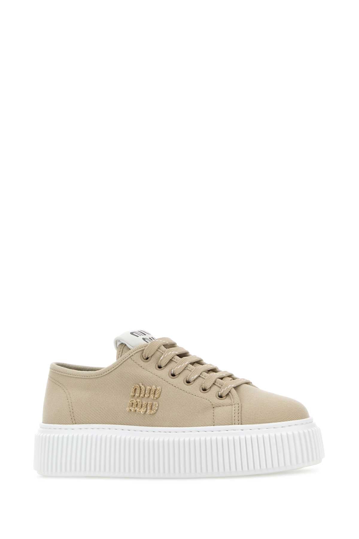 Miu Miu Women Beige Canvas Sneakers MIU MIU