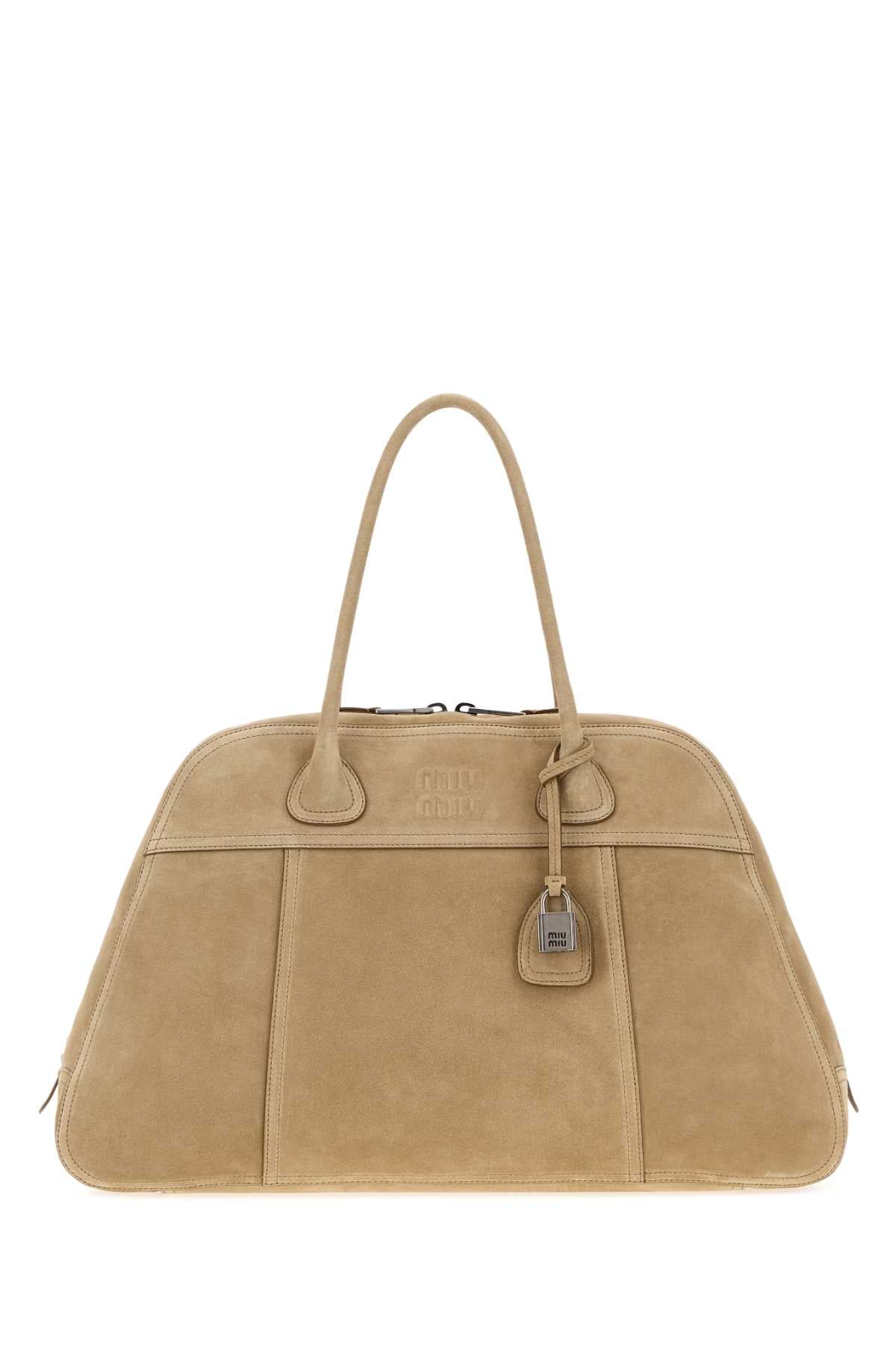 Miu Miu Women Beige Suede Vivant Shopping Bag MIU MIU