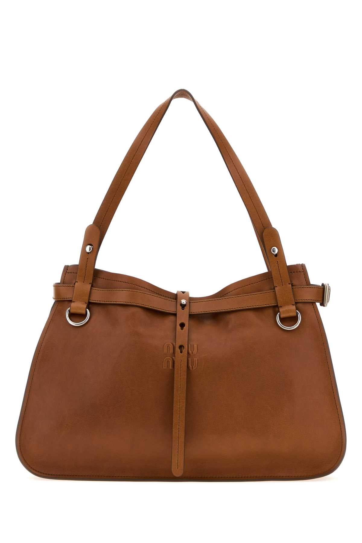 Miu Miu Women Caramel Leather Shopping Bag MIU MIU