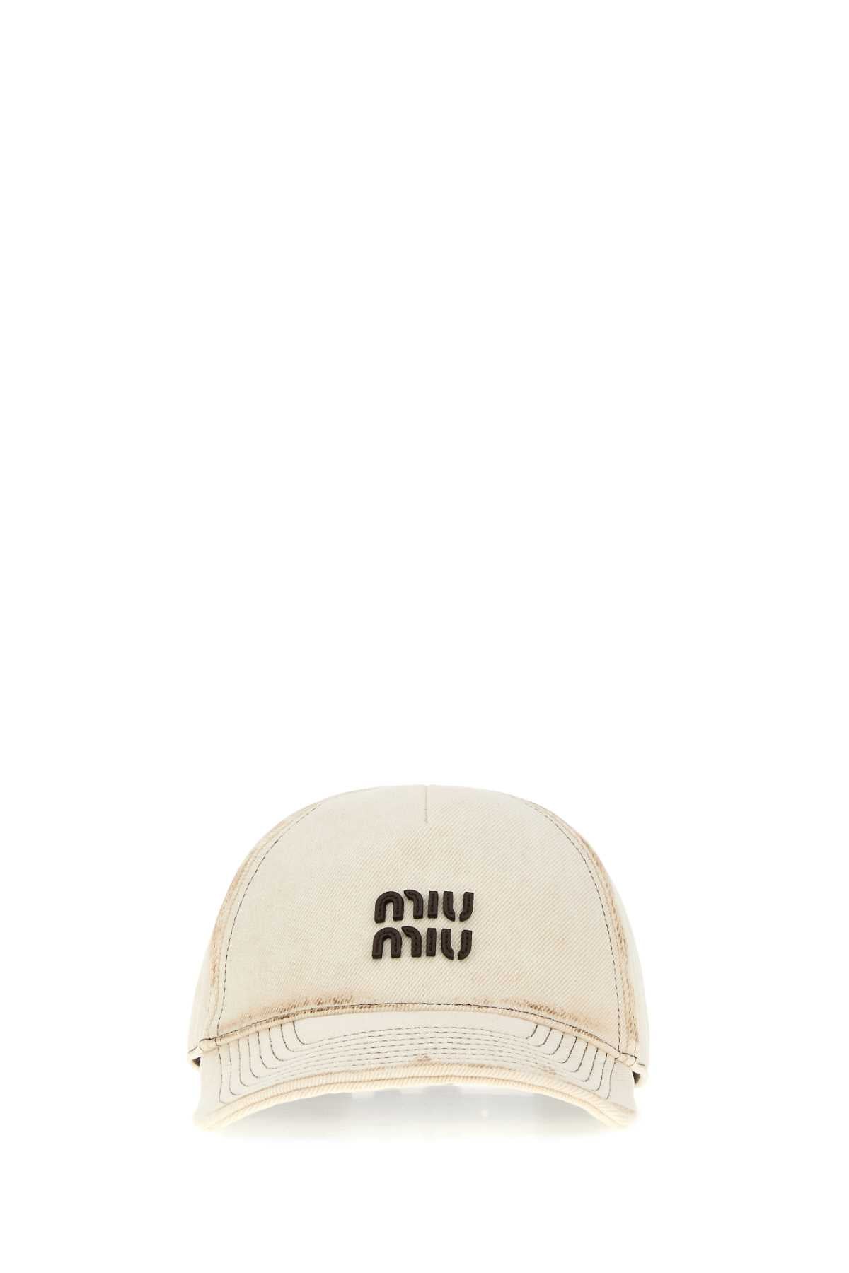 Miu Miu Women White Cotton Baseball Cap MIU MIU