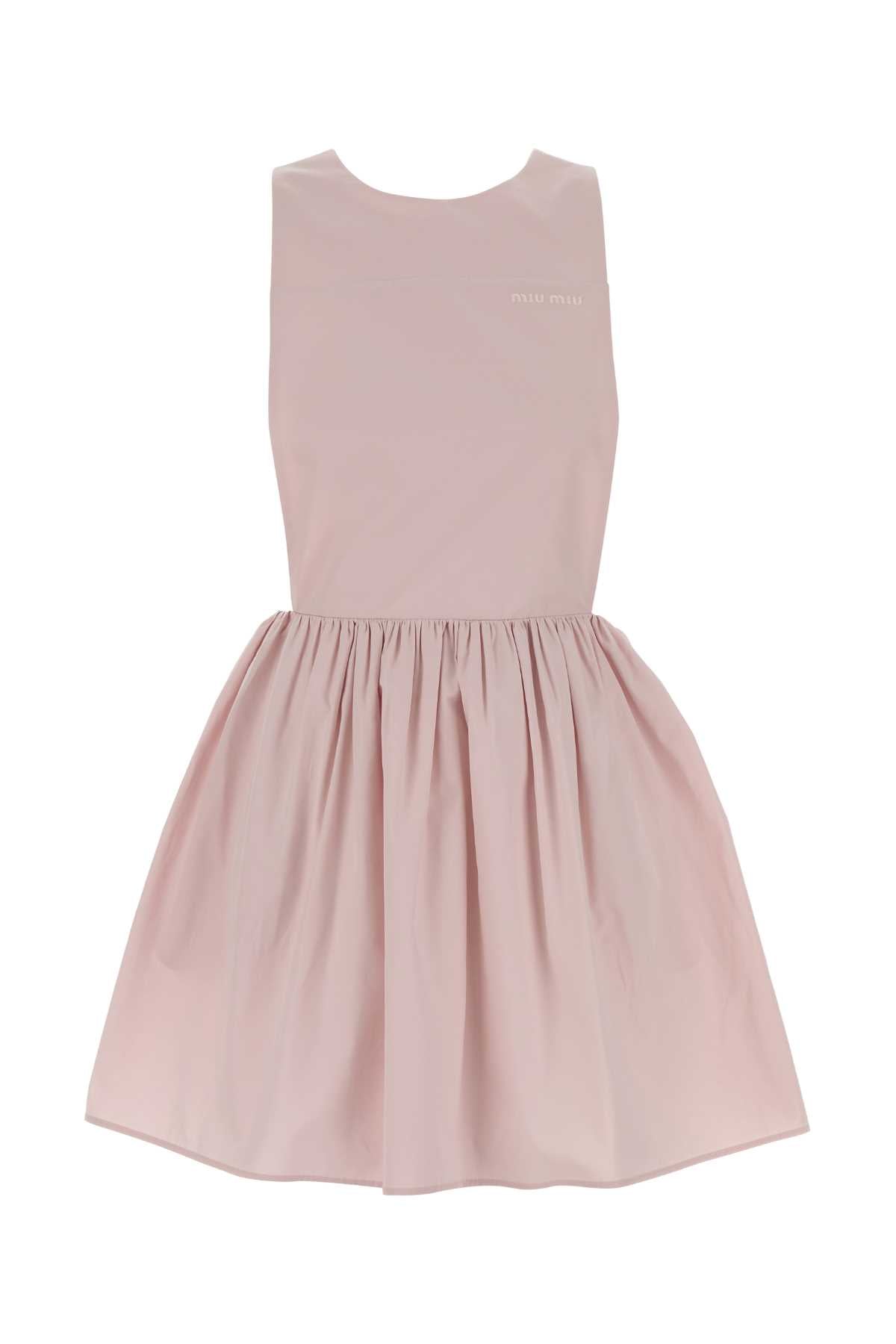 Miu Miu Women Pastel Pink Poplin Mini Dress MIU MIU
