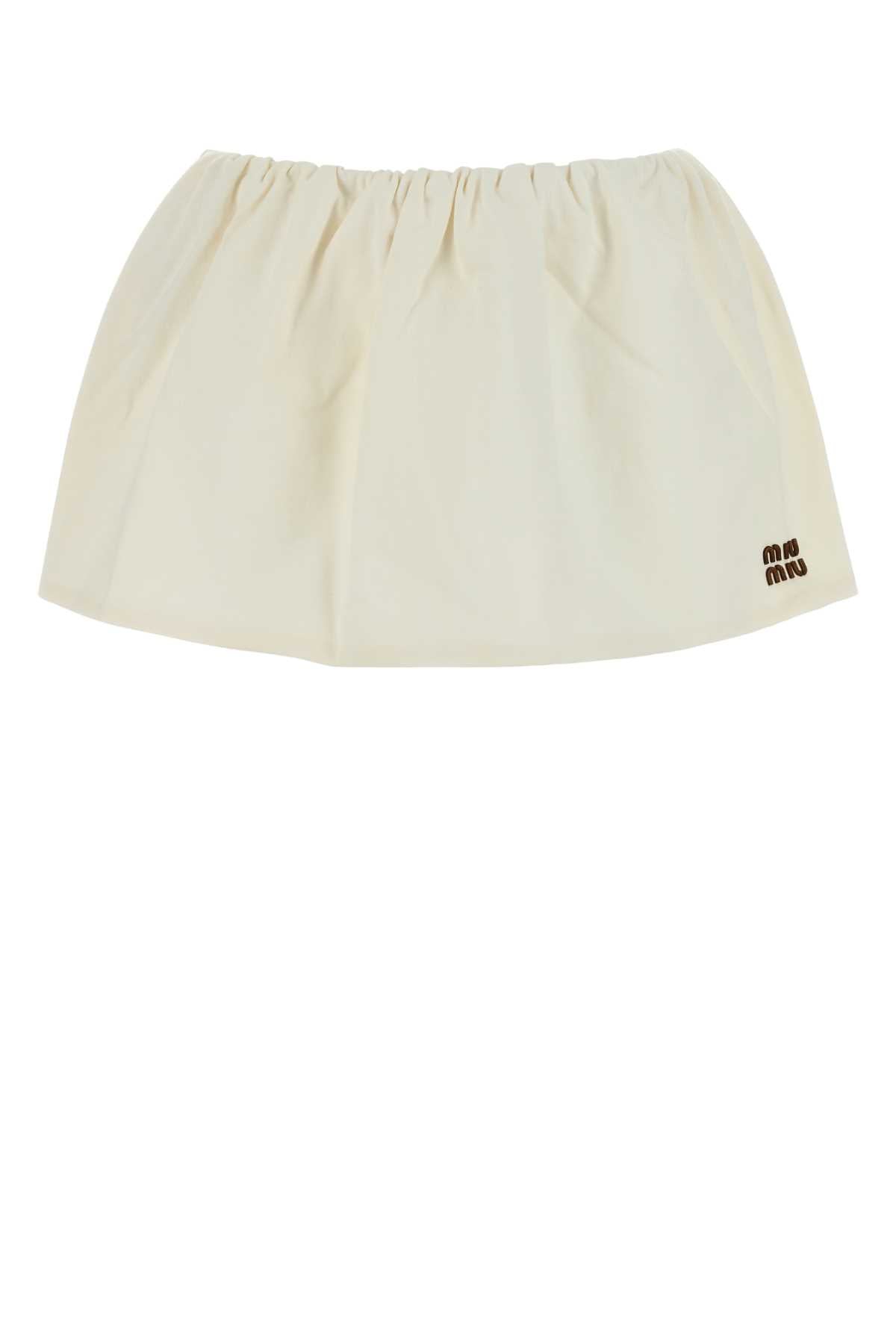 Miu Miu Women Ivory Cotton Mini Skirt MIU MIU