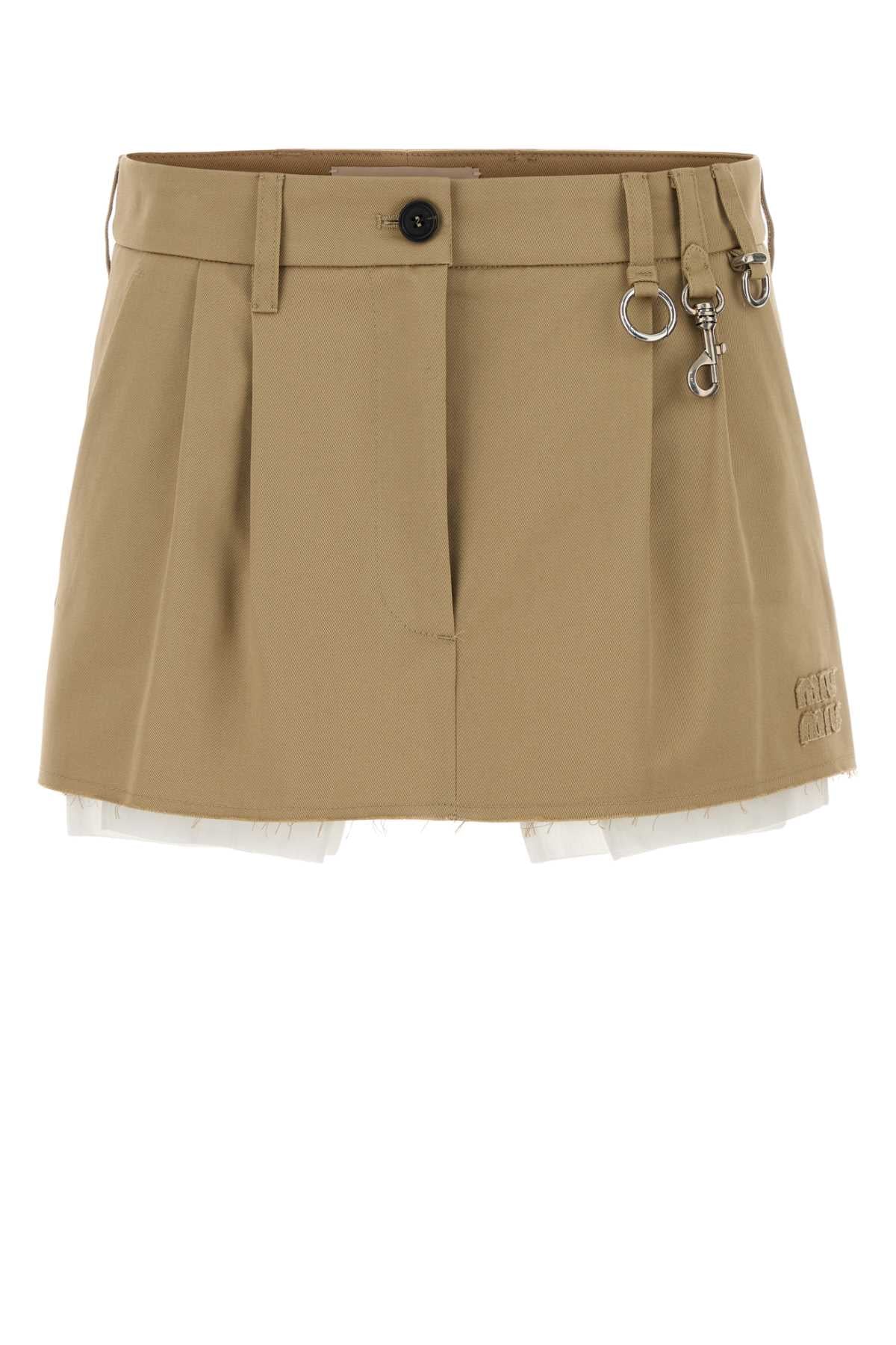 Miu Miu Women Beige Cotton Mini Skirt MIU MIU