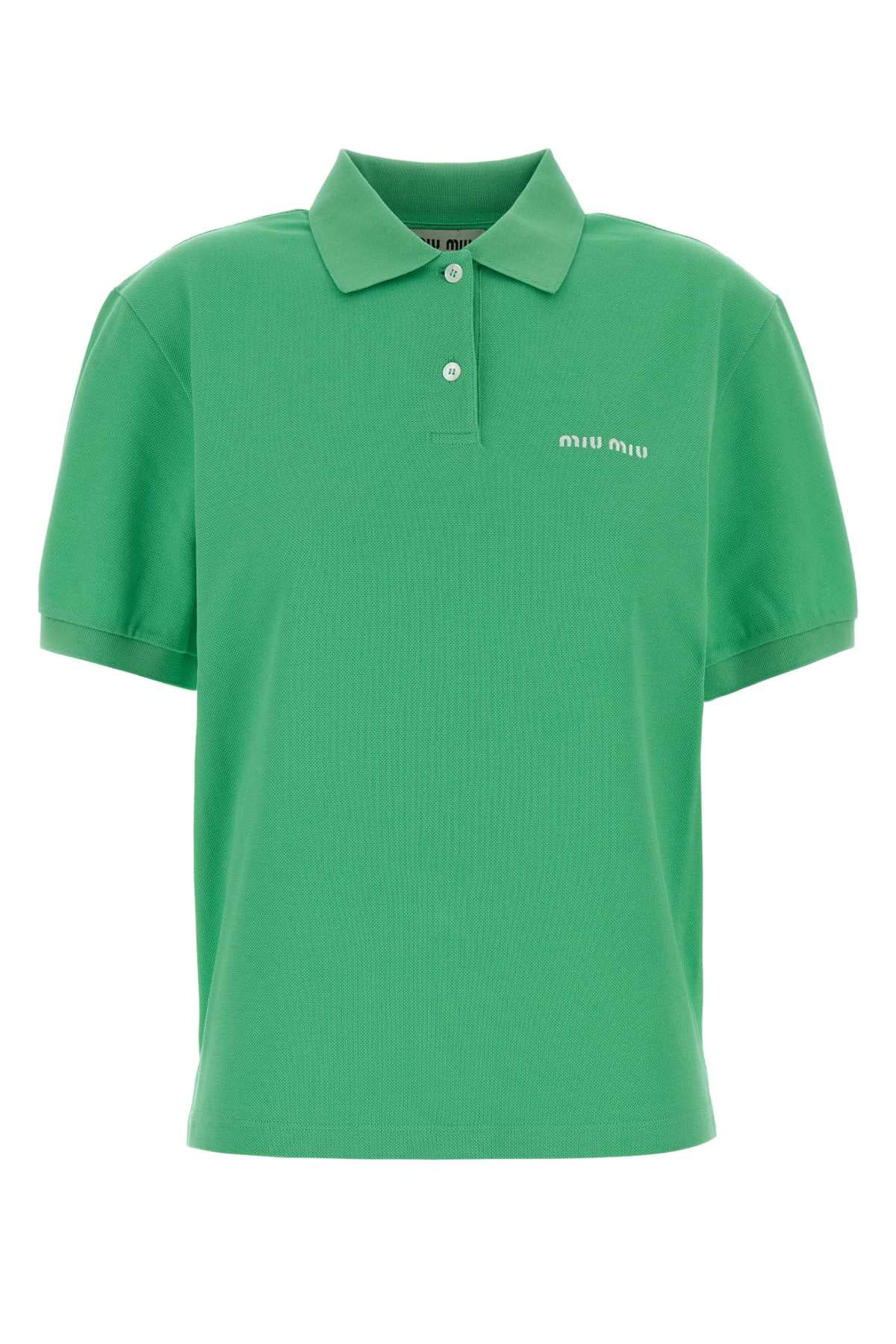 Miu Miu Women Green Piquet Polo Shirt MIU MIU