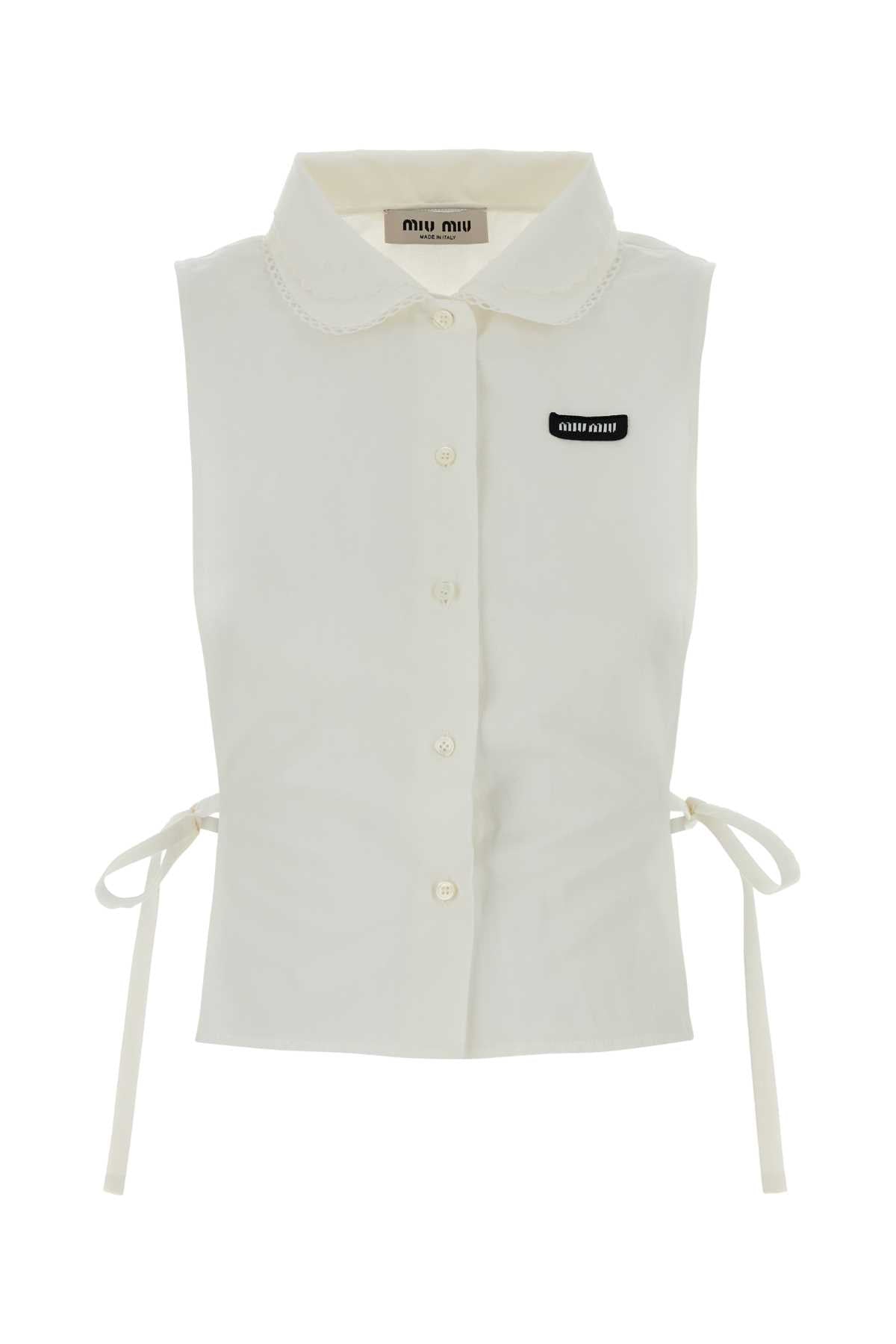 Miu Miu Women White Cotton Blend Shirt MIU MIU