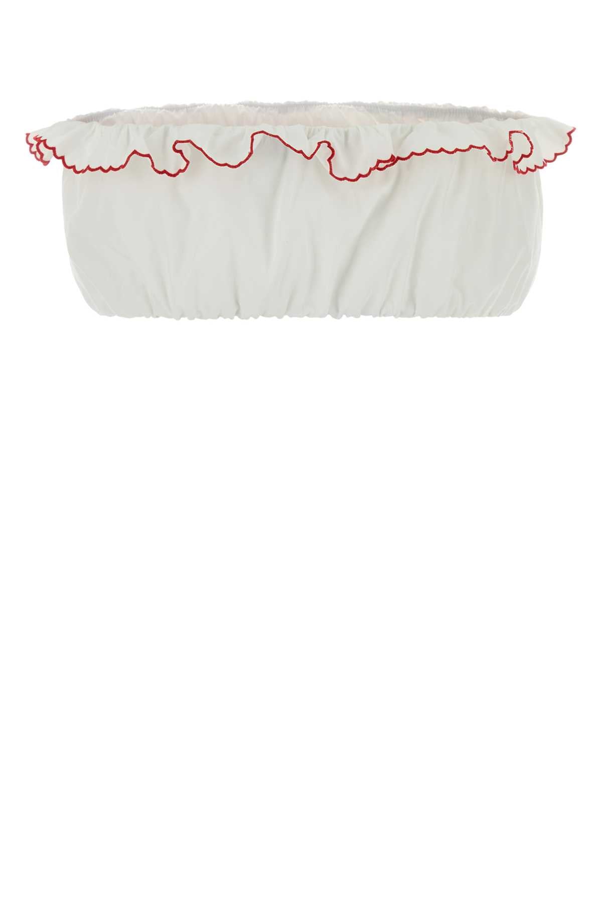 Miu Miu Women White Poplin Crop-Top MIU MIU
