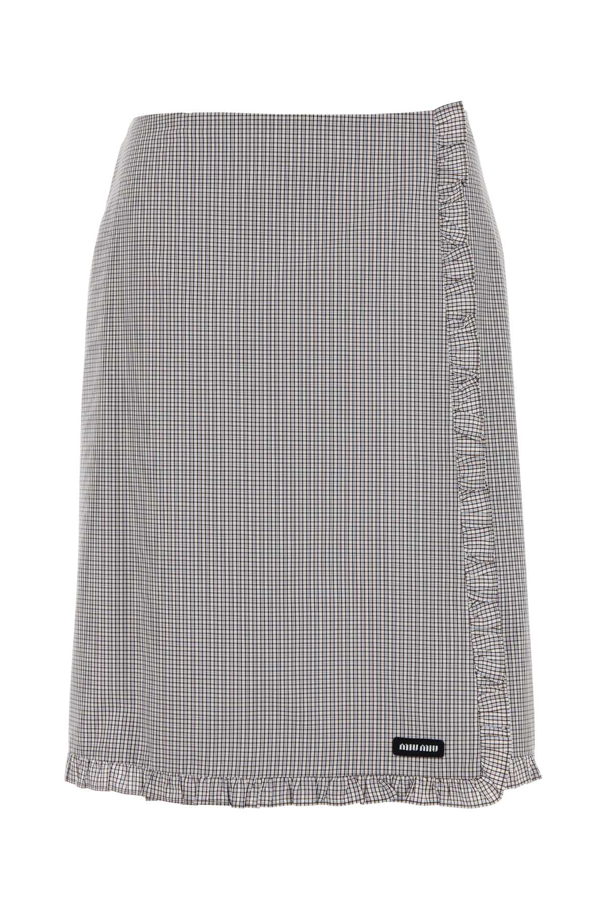 Miu Miu Women Embroidered Poplin Skirt MIU MIU