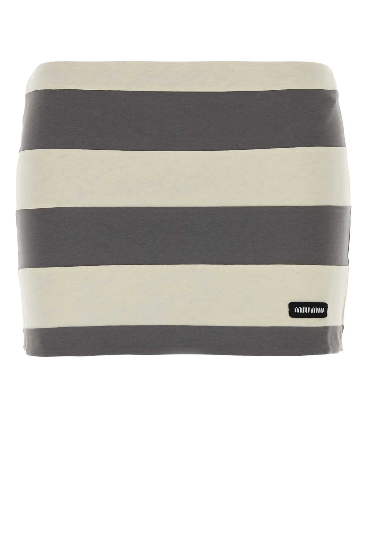 Miu Miu Women Embroidered Cotton Mini Skirt MIU MIU