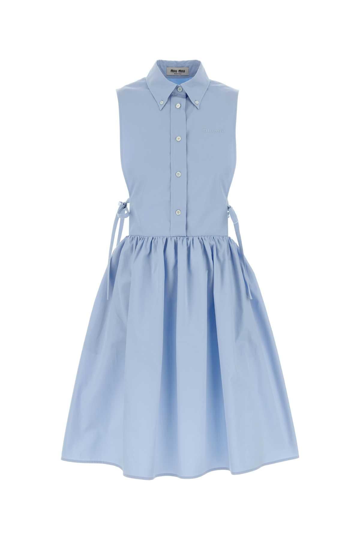 Miu Miu Women Light-Blue Poplin Shirt Dress MIU MIU
