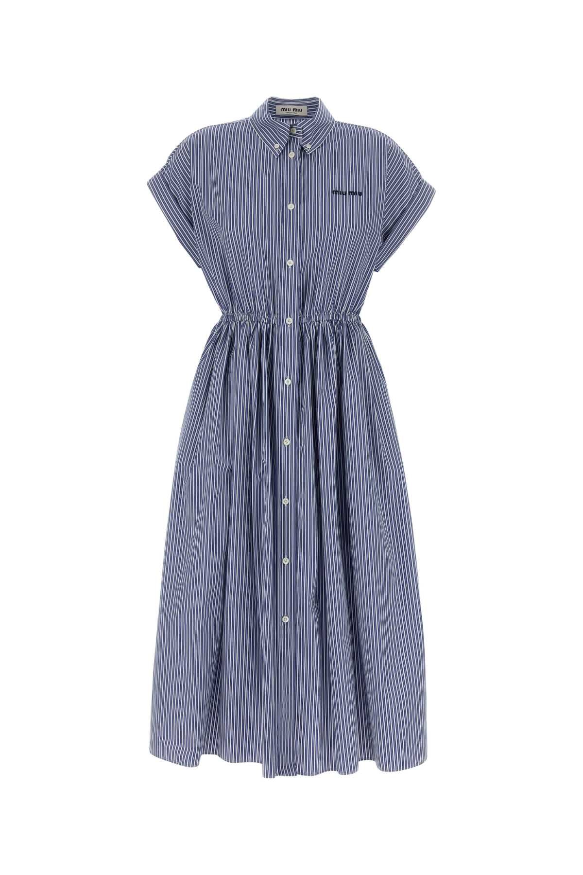 Miu Miu Women Embroidered Poplin Shirt Dress MIU MIU