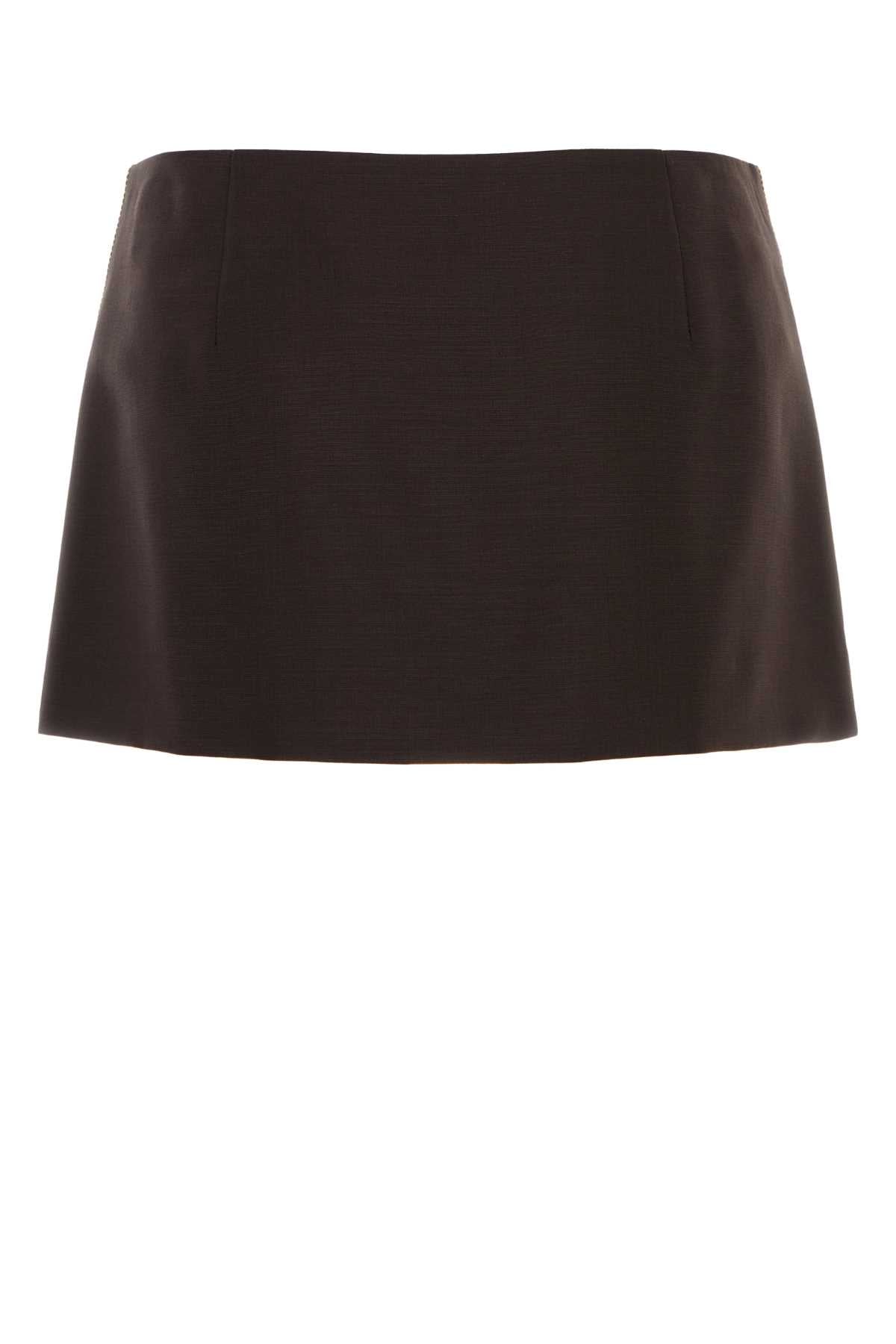 Miu Miu Women Dark Brown Mohair Blend Mini Skirt MIU MIU