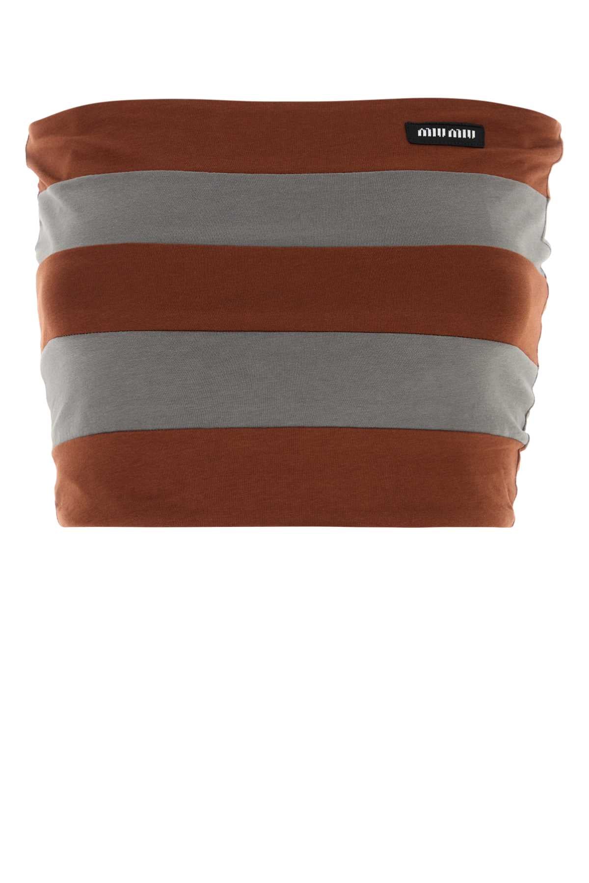 Miu Miu Women Embroidered Cotton Crop-Top MIU MIU