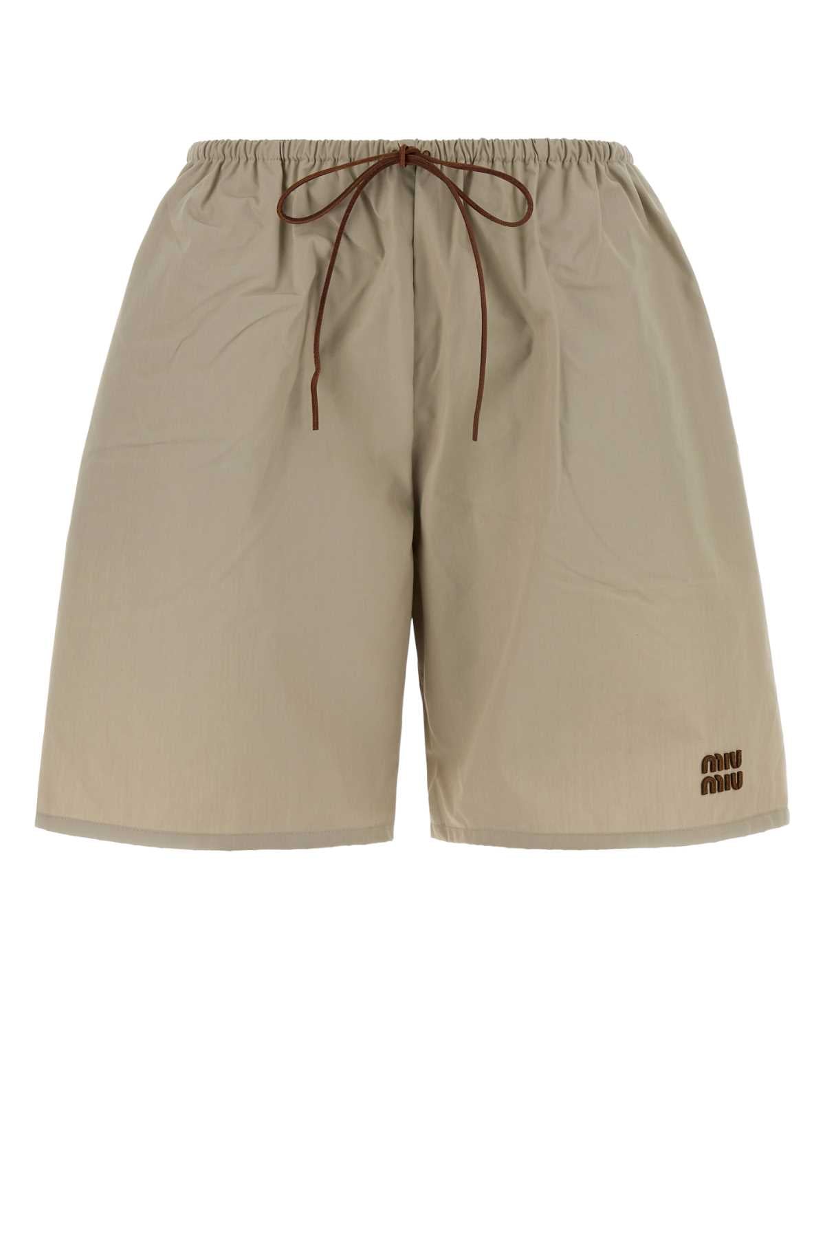 Miu Miu Women Sand Poplin Bermuda Shorts MIU MIU