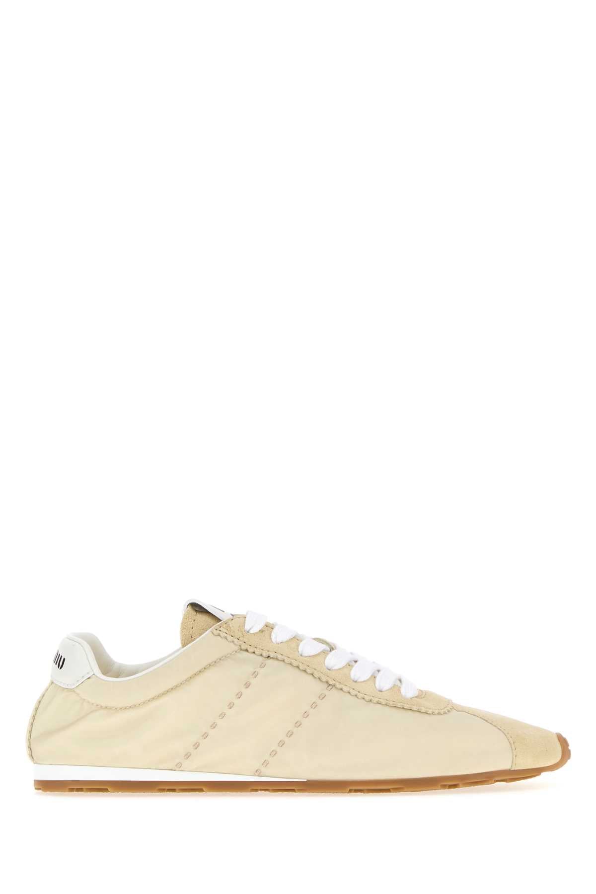 Miu Miu Women Cream Fabric And Suede Sneakers MIU MIU