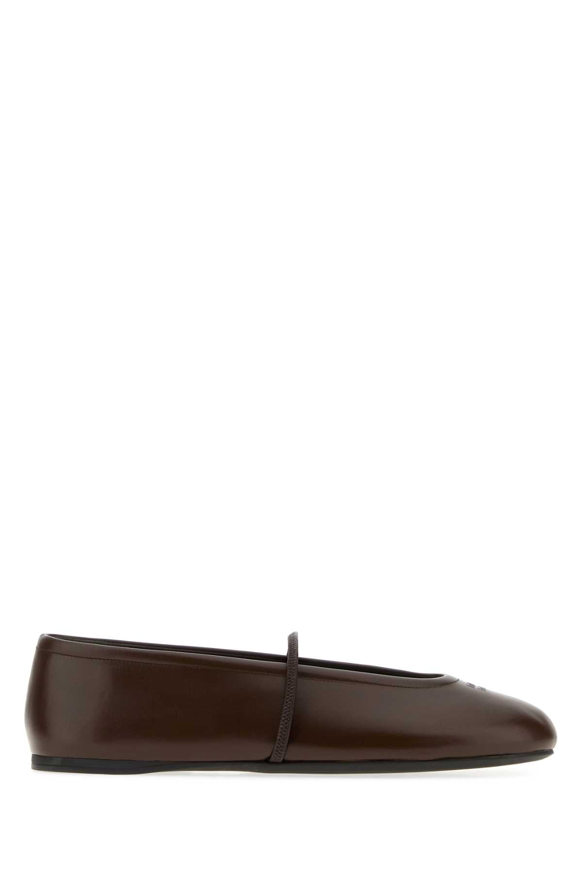 Miu Miu Women Chocolate Leather Ballerinas MIU MIU