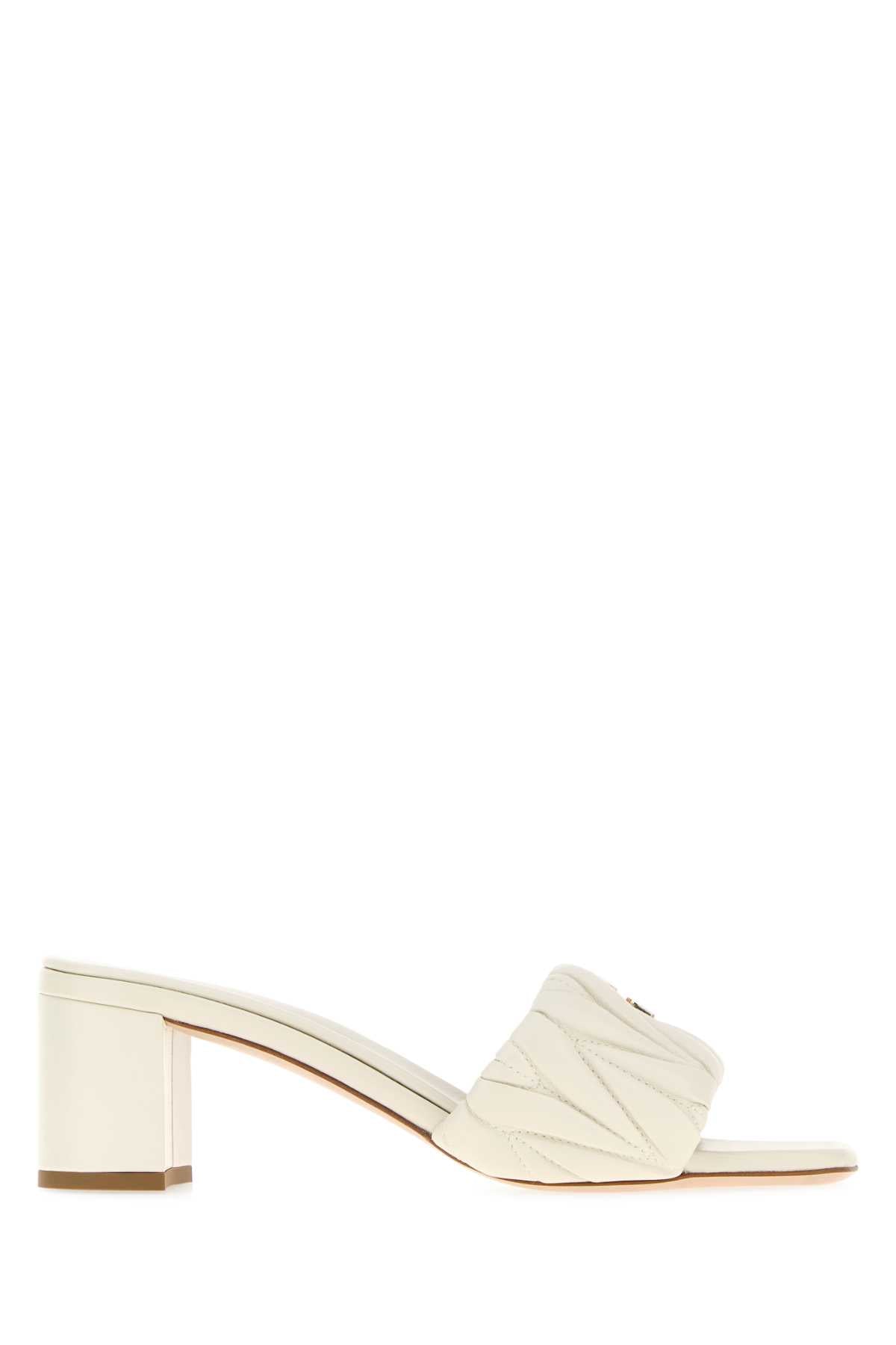 Miu Miu Women White Nappa Leather Mules MIU MIU