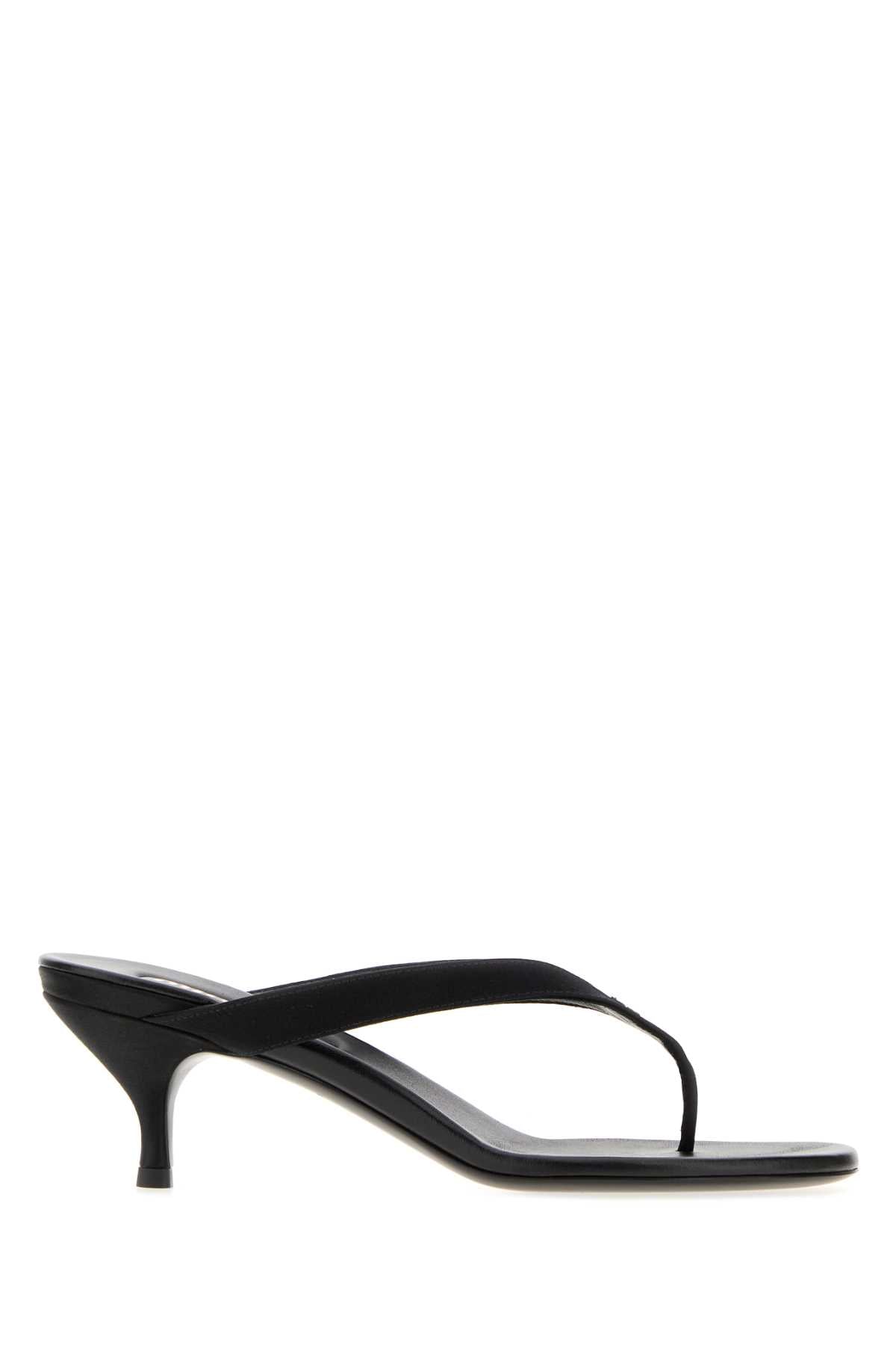 Miu Miu Women Black Satin Thong Slippers MIU MIU