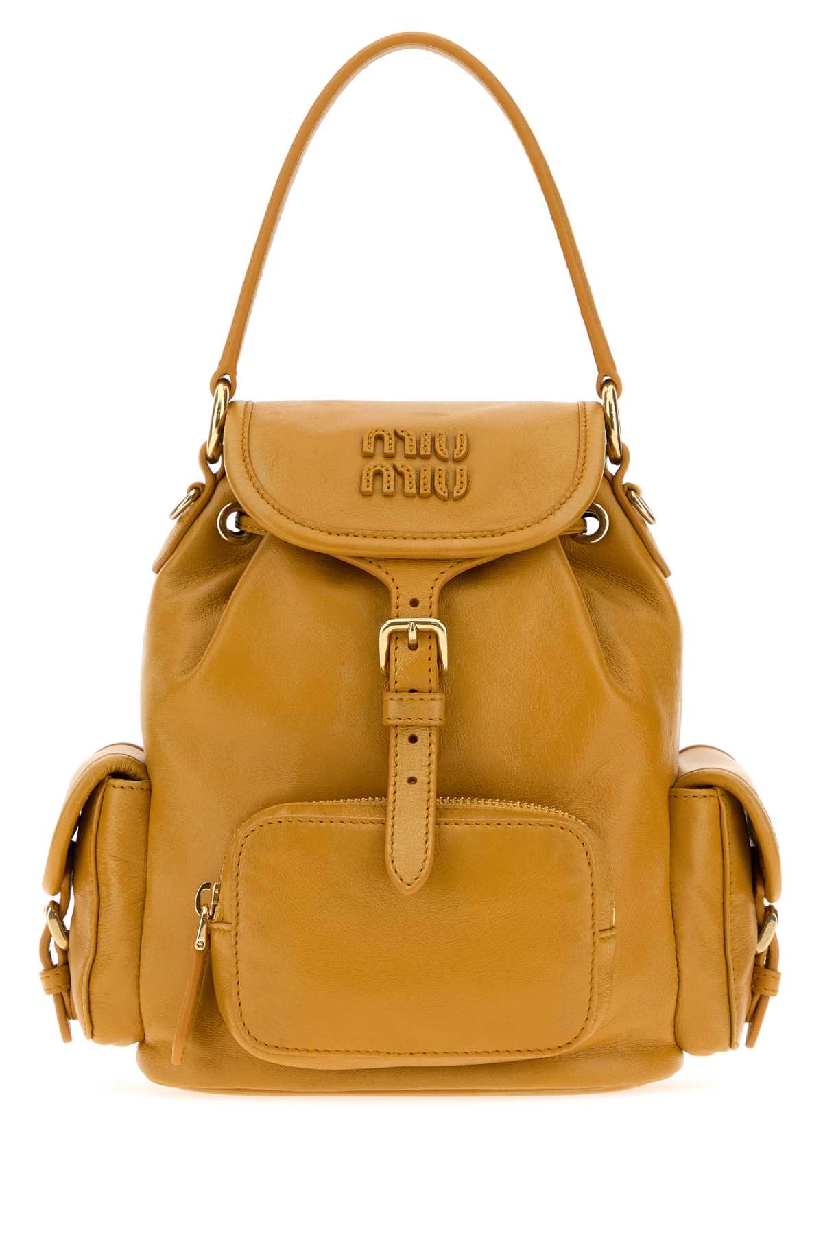 Miu Miu Women Mustard Leather Backpack MIU MIU