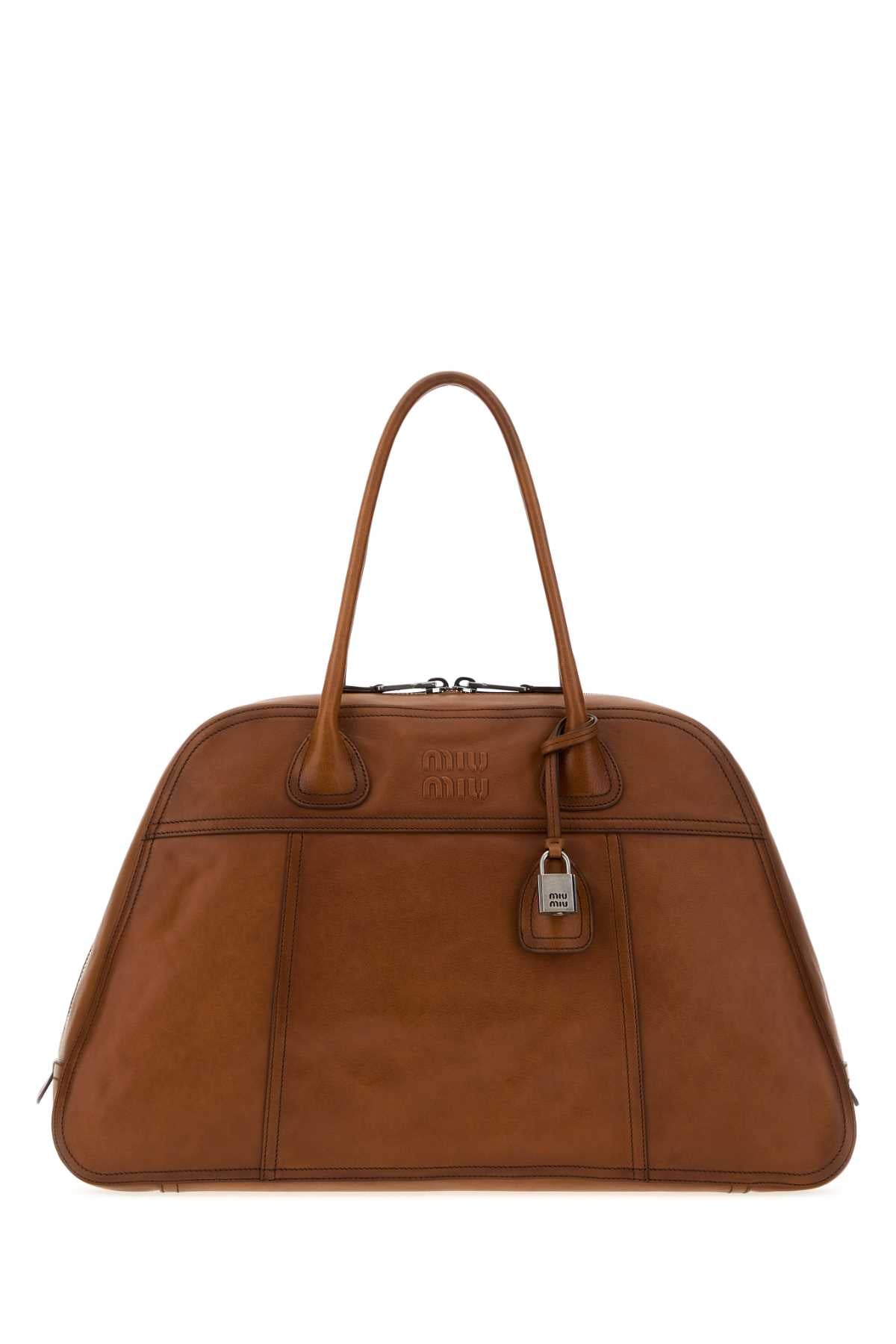 Miu Miu Women Camel Leather Vivant Shopping Bag MIU MIU