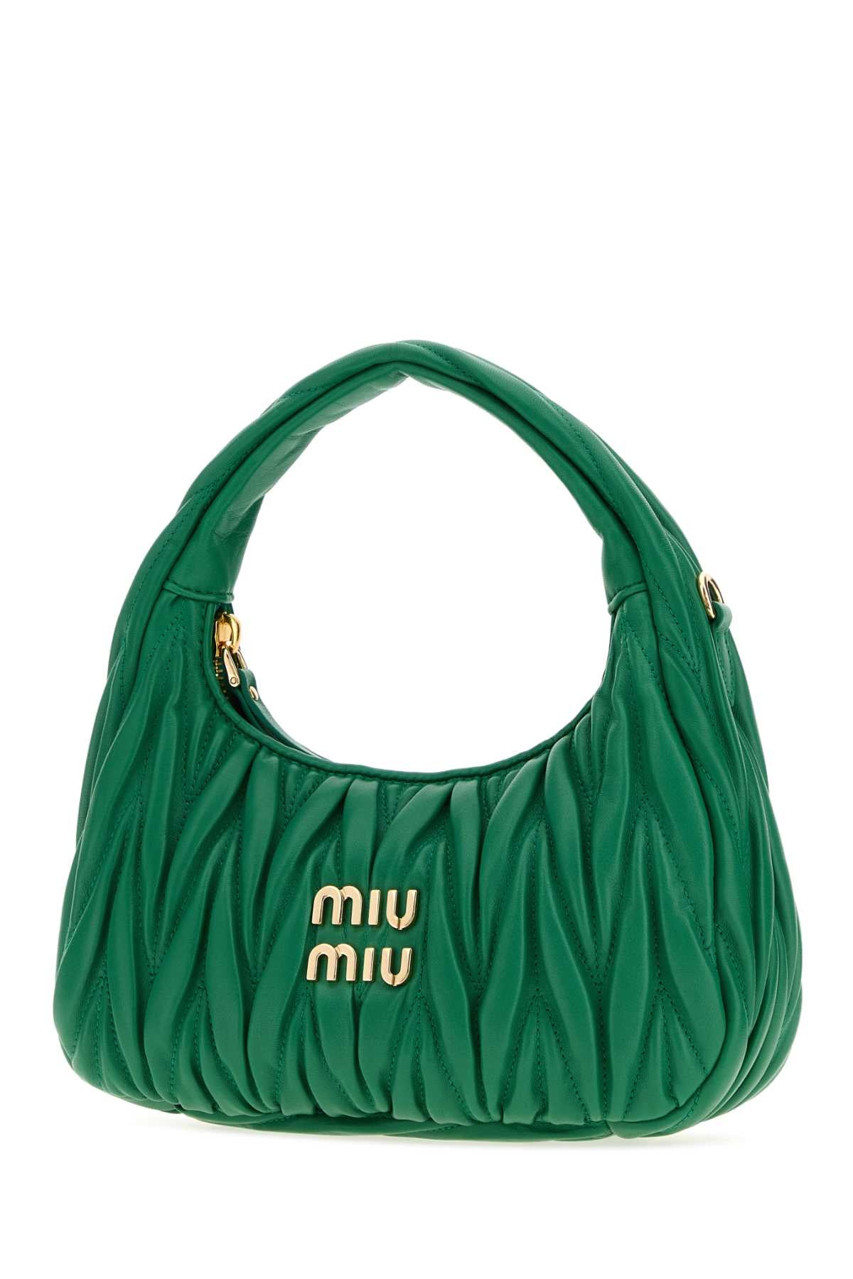 Miu Miu Women Grass Green Nappa Leather Wander Handbag MIU MIU
