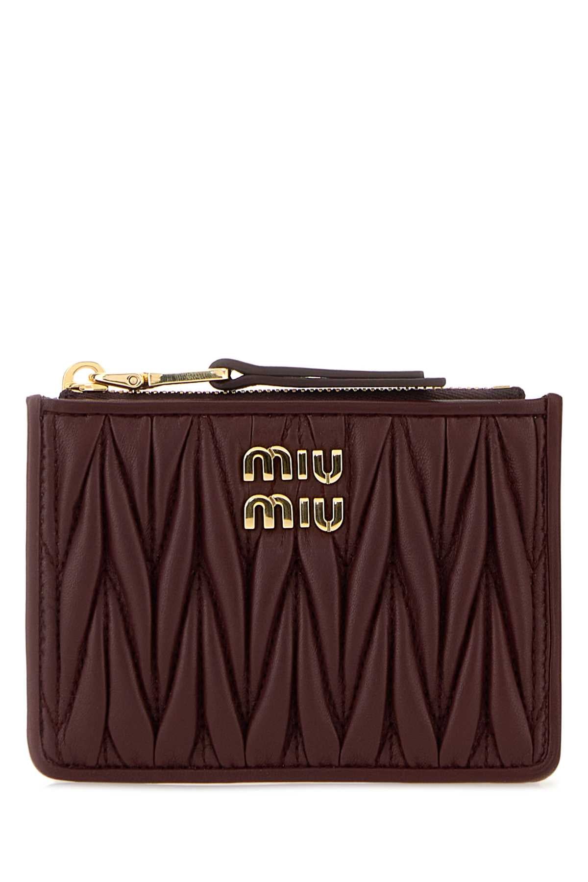 Miu Miu Women Burgundy Nappa Leather Card Holder MIU MIU