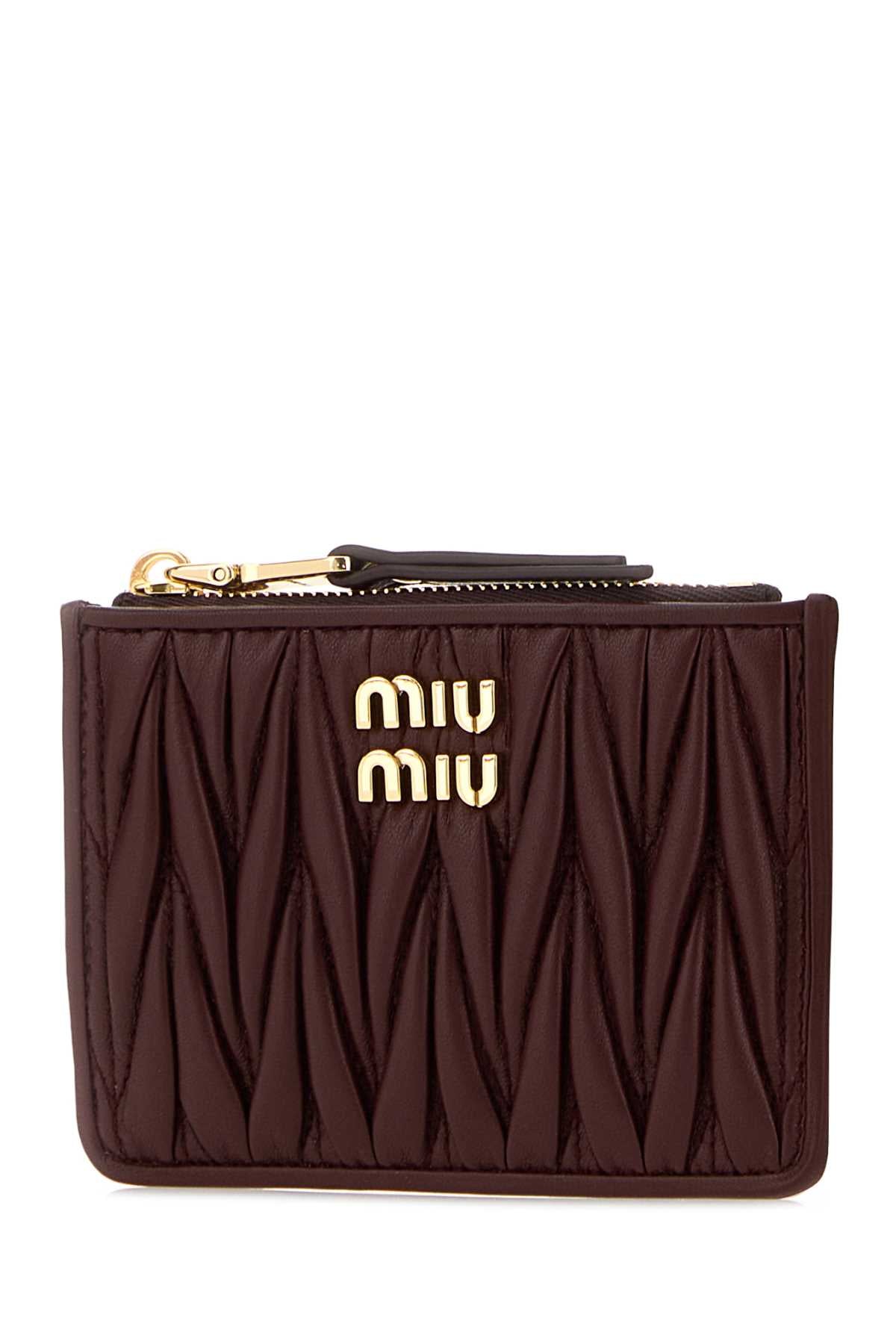 Miu Miu Women Burgundy Nappa Leather Card Holder MIU MIU