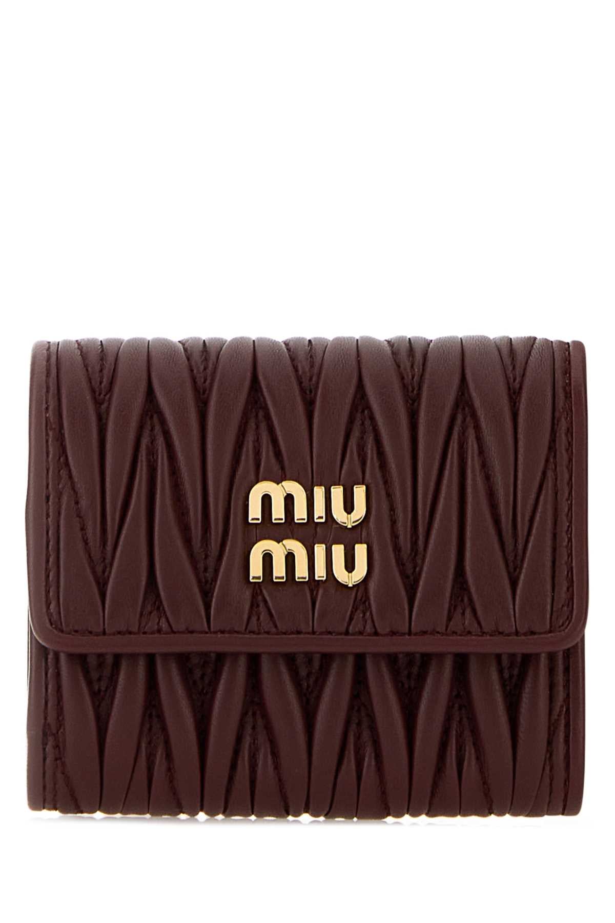 Miu Miu Women Burgundy Leather Wallet MIU MIU
