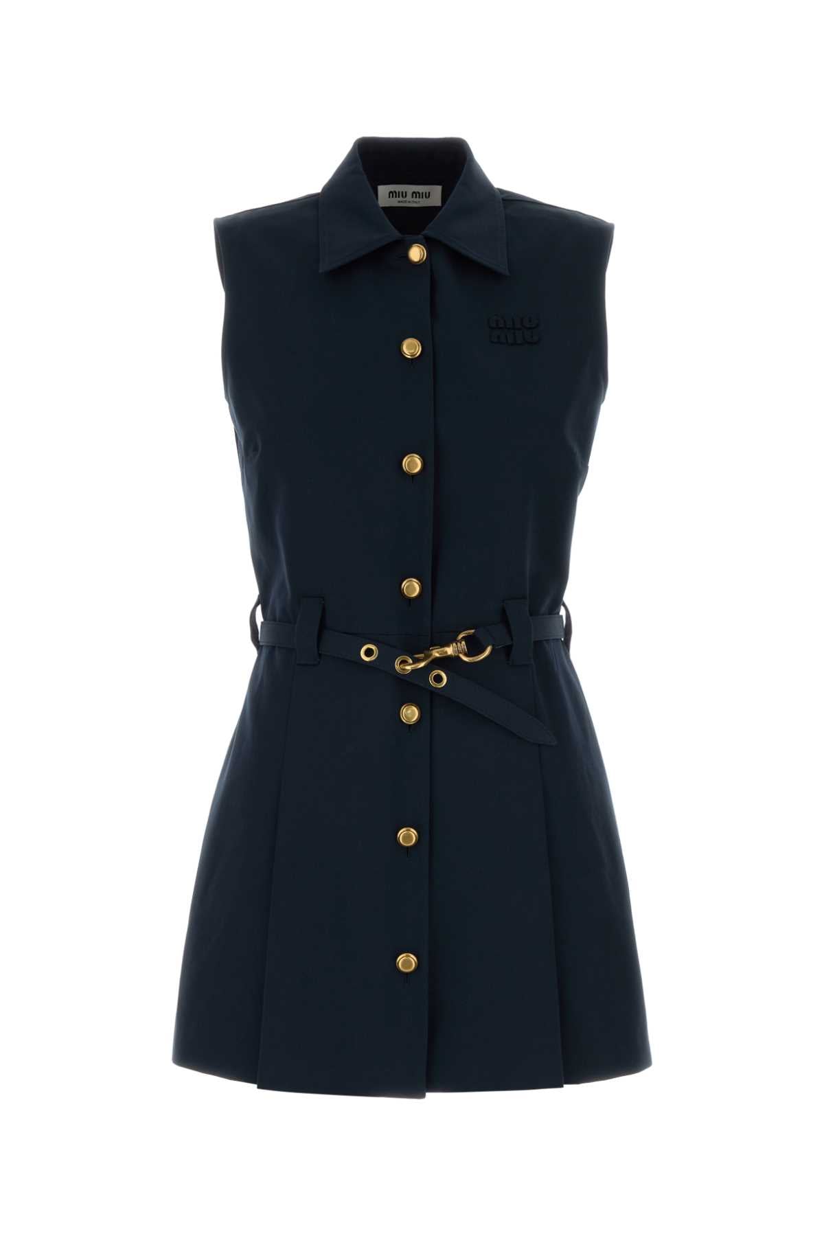 Miu Miu Women Navy Blue Poplin Mini Dress MIU MIU