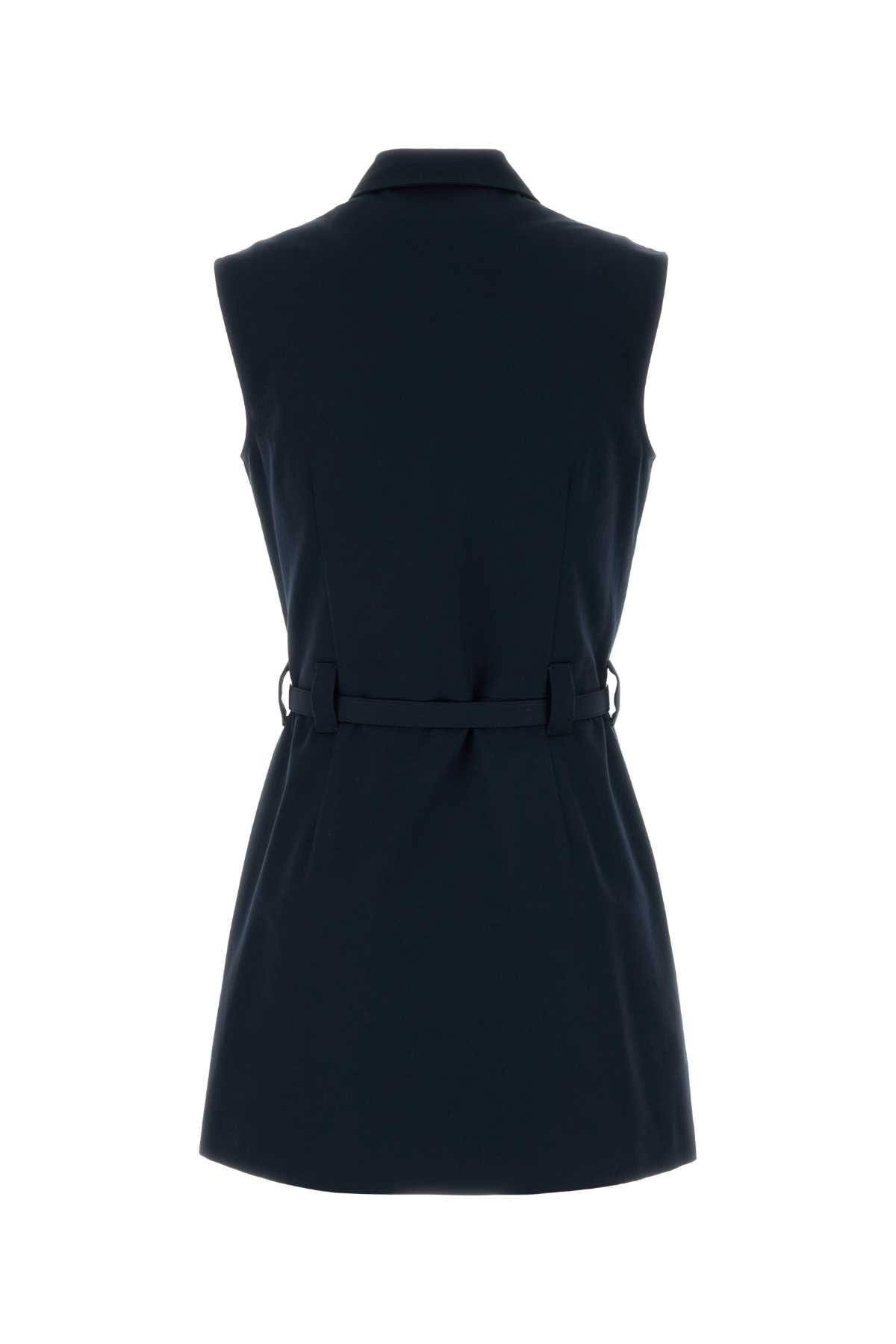 Miu Miu Women Navy Blue Poplin Mini Dress MIU MIU