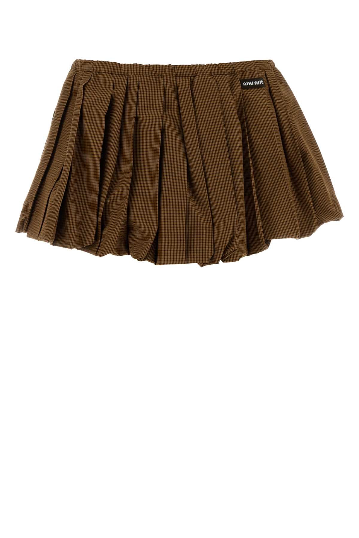 Miu Miu Women Embroidered Cotton Mini Skirt MIU MIU