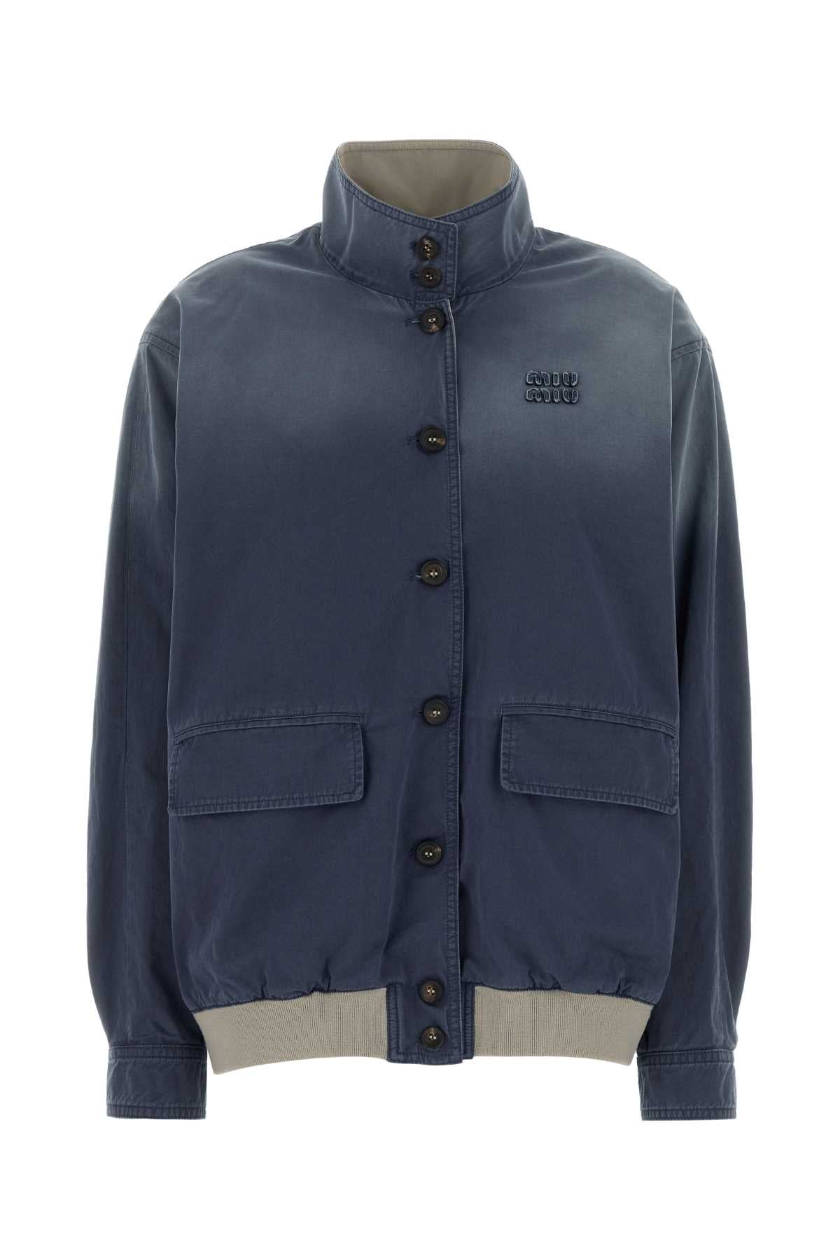 Miu Miu Women Navy Blue Twill Jacket MIU MIU