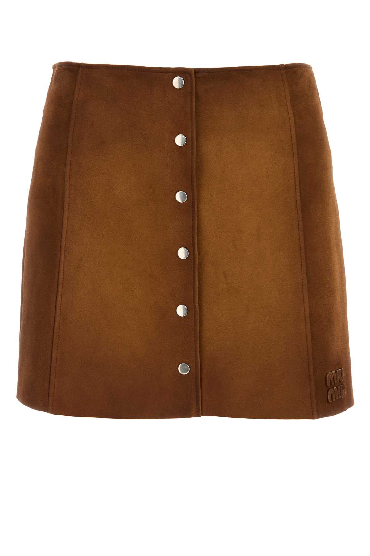 Miu Miu Women Brown Suede Mini Skirt MIU MIU