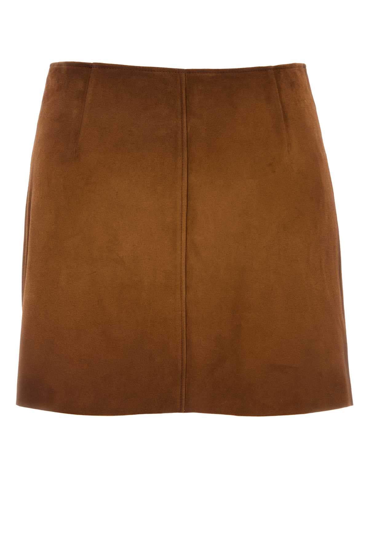 Miu Miu Women Brown Suede Mini Skirt MIU MIU