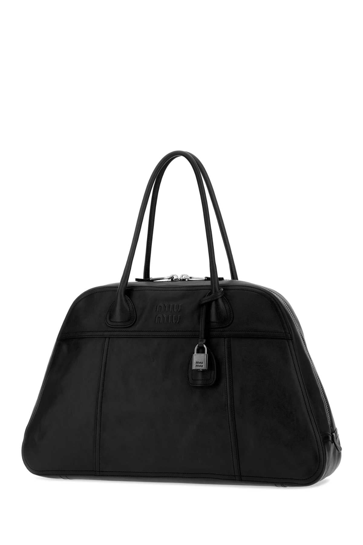 Miu Miu Women Black Leather Vivant Shopping Bag MIU MIU