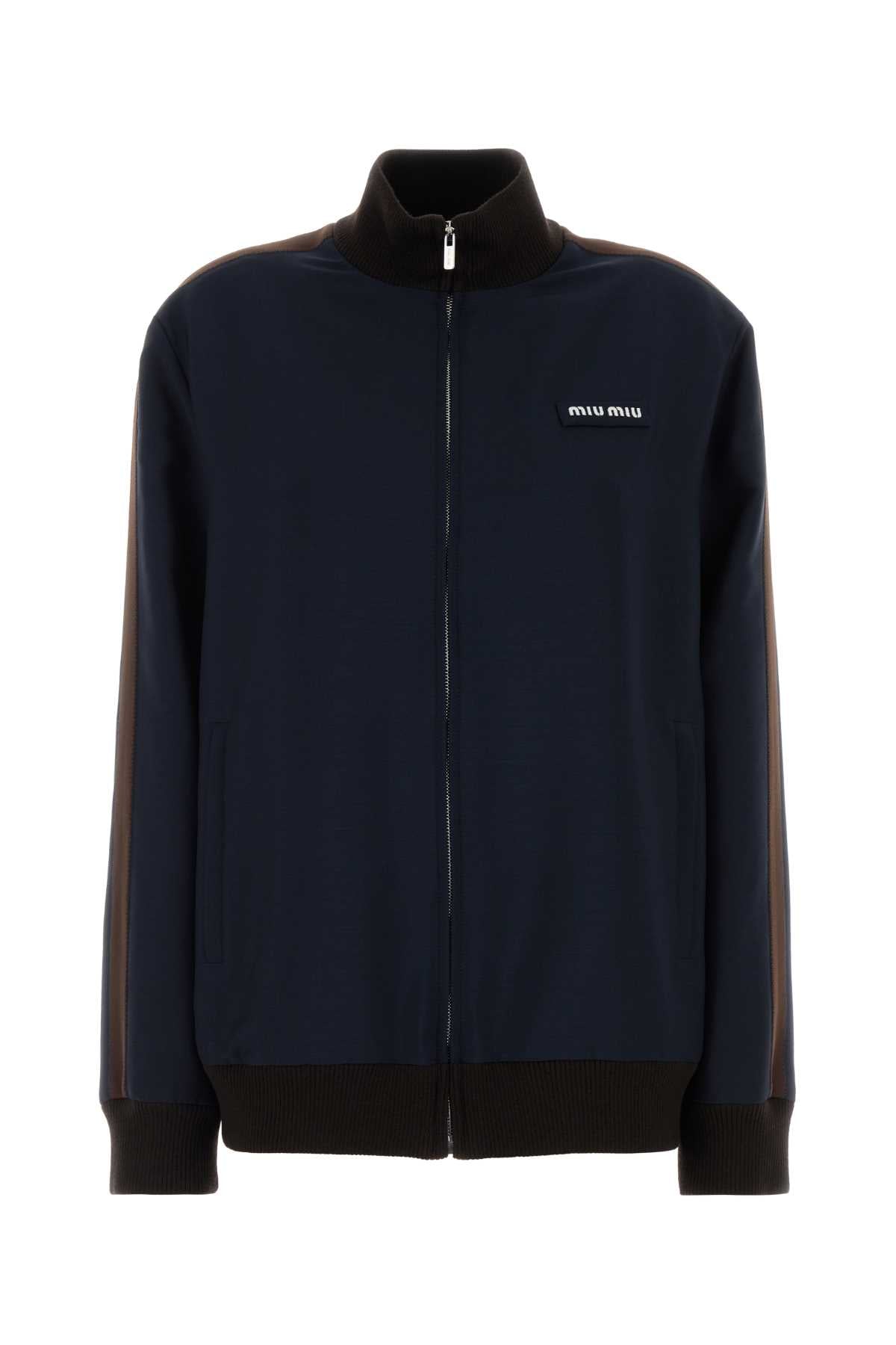 Miu Miu Women Navy Blue Mohair Blend Sweatshirt MIU MIU