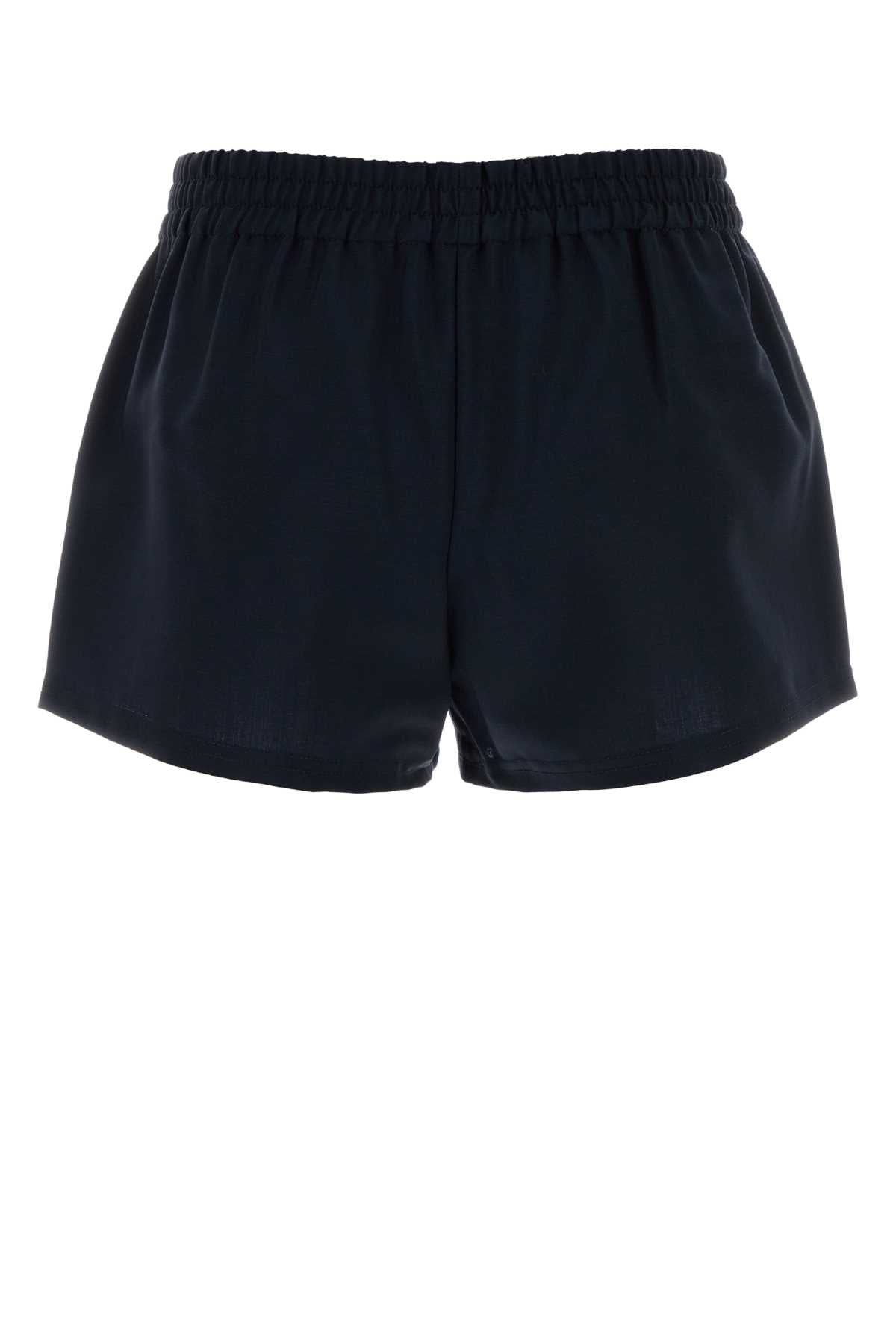 Miu Miu Women Midnight Blue Mohair Blend Shorts MIU MIU