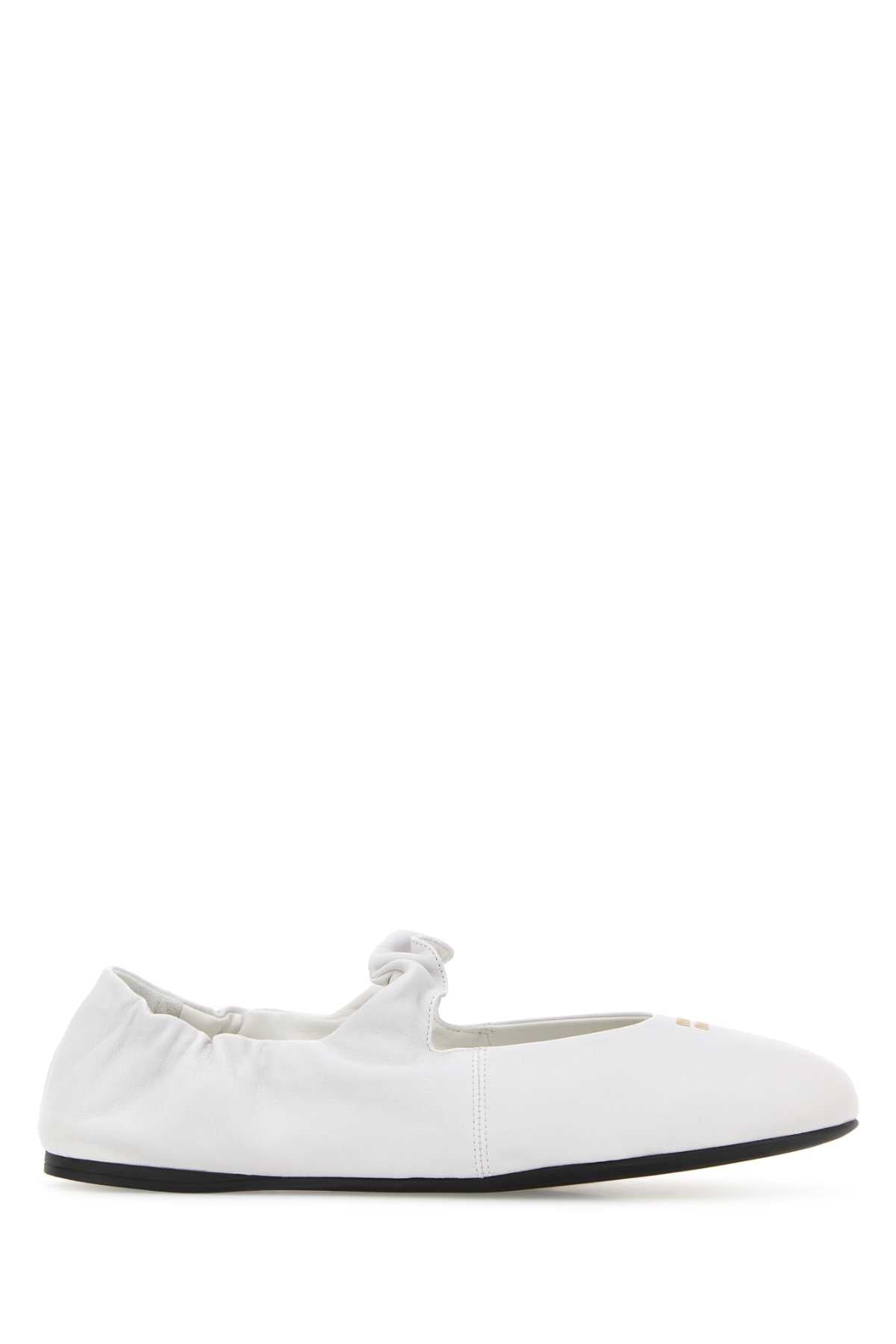 Miu Miu Women White Nappa Leather Ballerinas MIU MIU