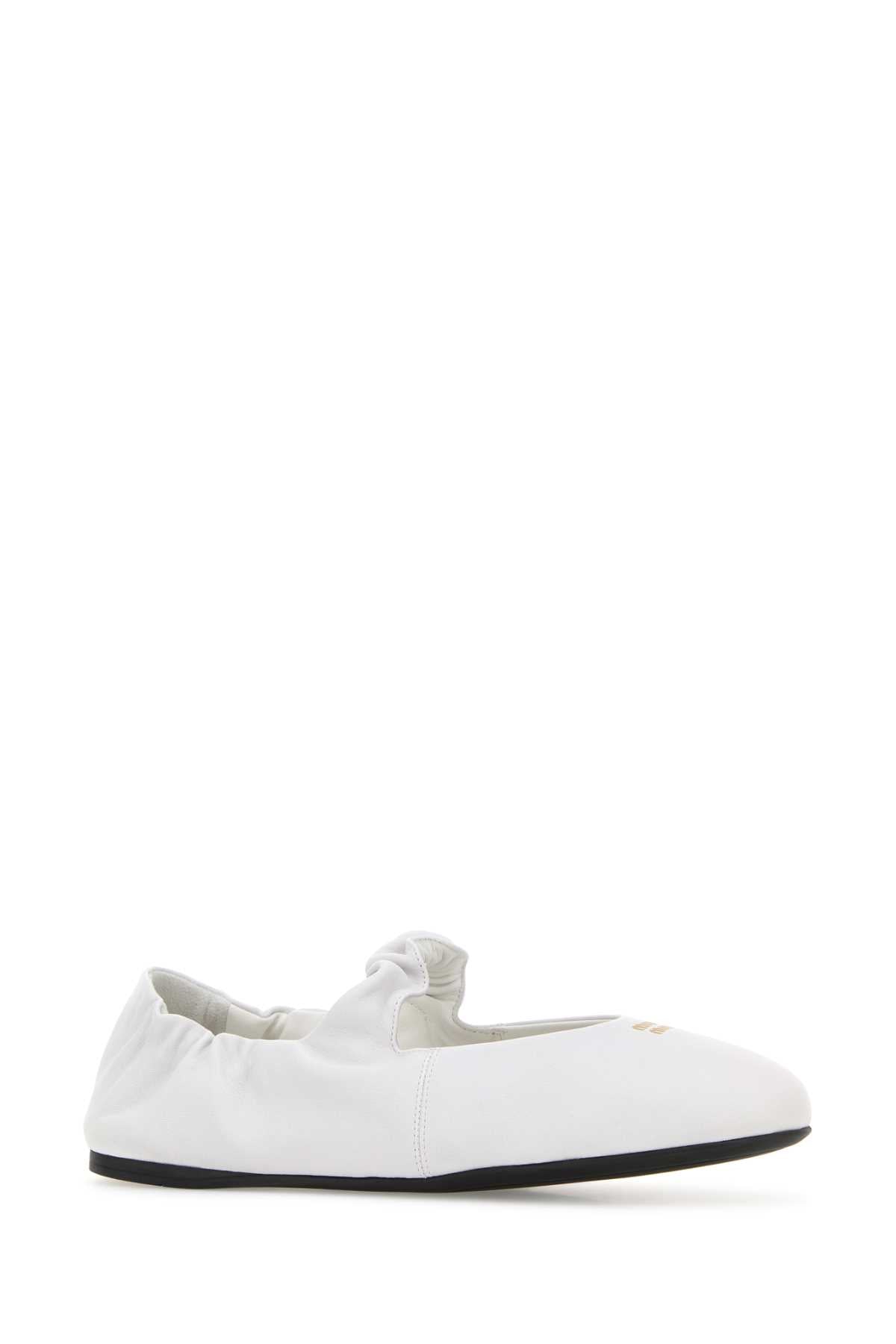 Miu Miu Women White Nappa Leather Ballerinas MIU MIU