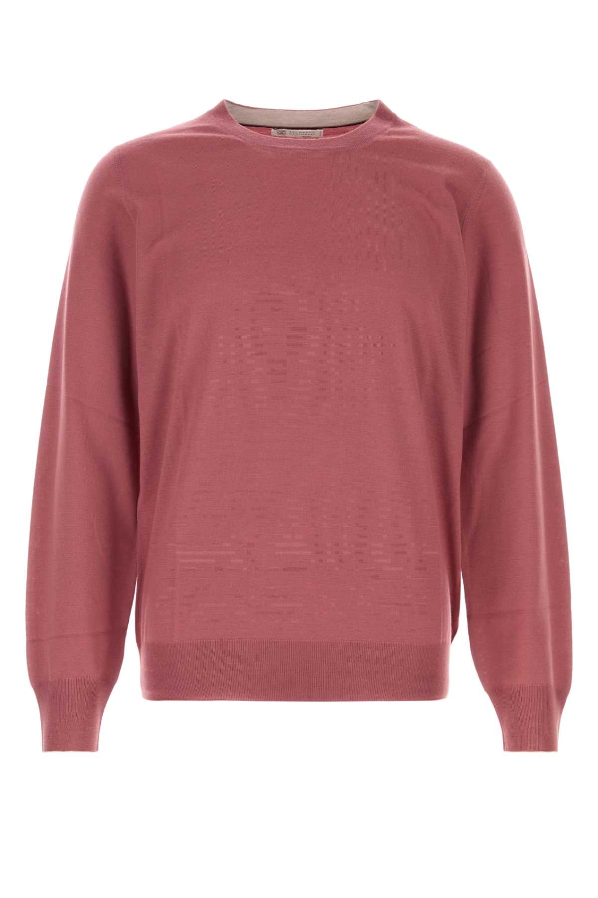 Brunello Cucinelli Men Dark Pink Wool Blend Sweater BRUNELLO CUCINELLI