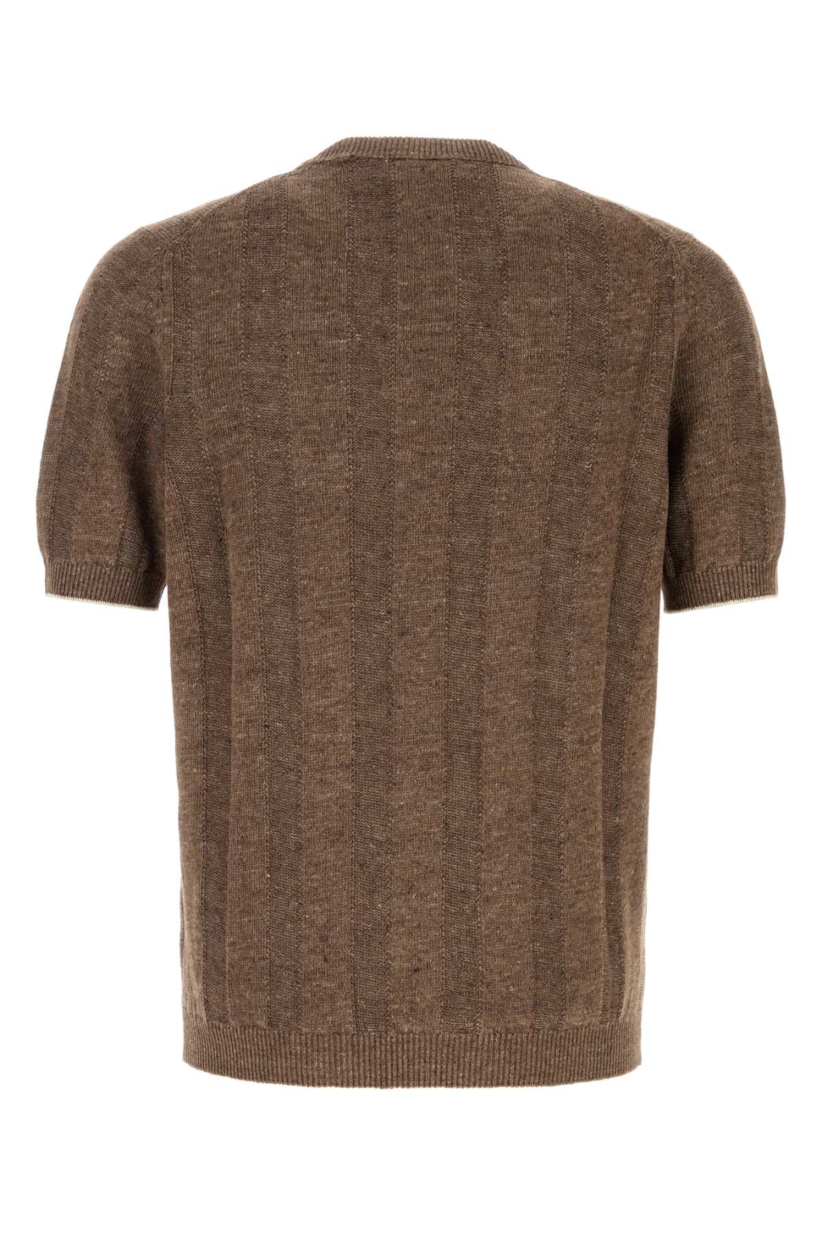 Brunello Cucinelli Men Brown Knit T-Shirt BRUNELLO CUCINELLI
