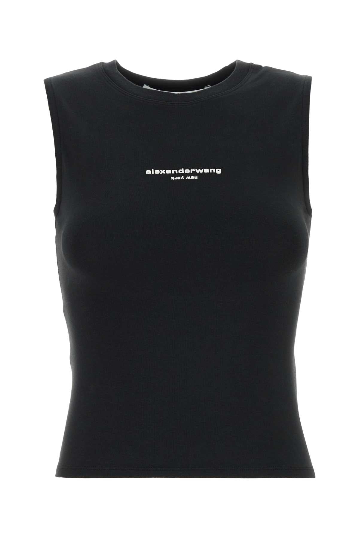 Alexander Wang Women Black Stretch Cotton Tank Top ALEXANDER WANG