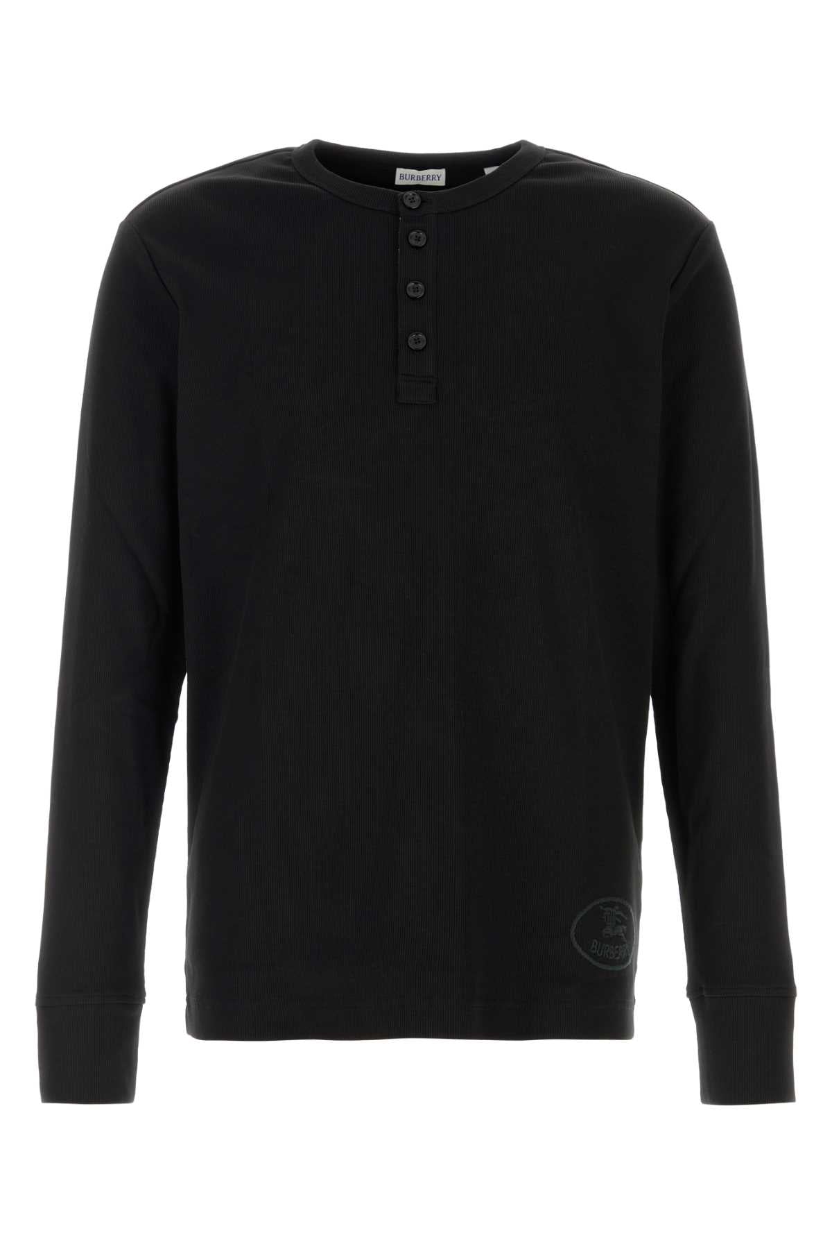 Burberry Men Black Stretch Cotton T-Shirt BURBERRY