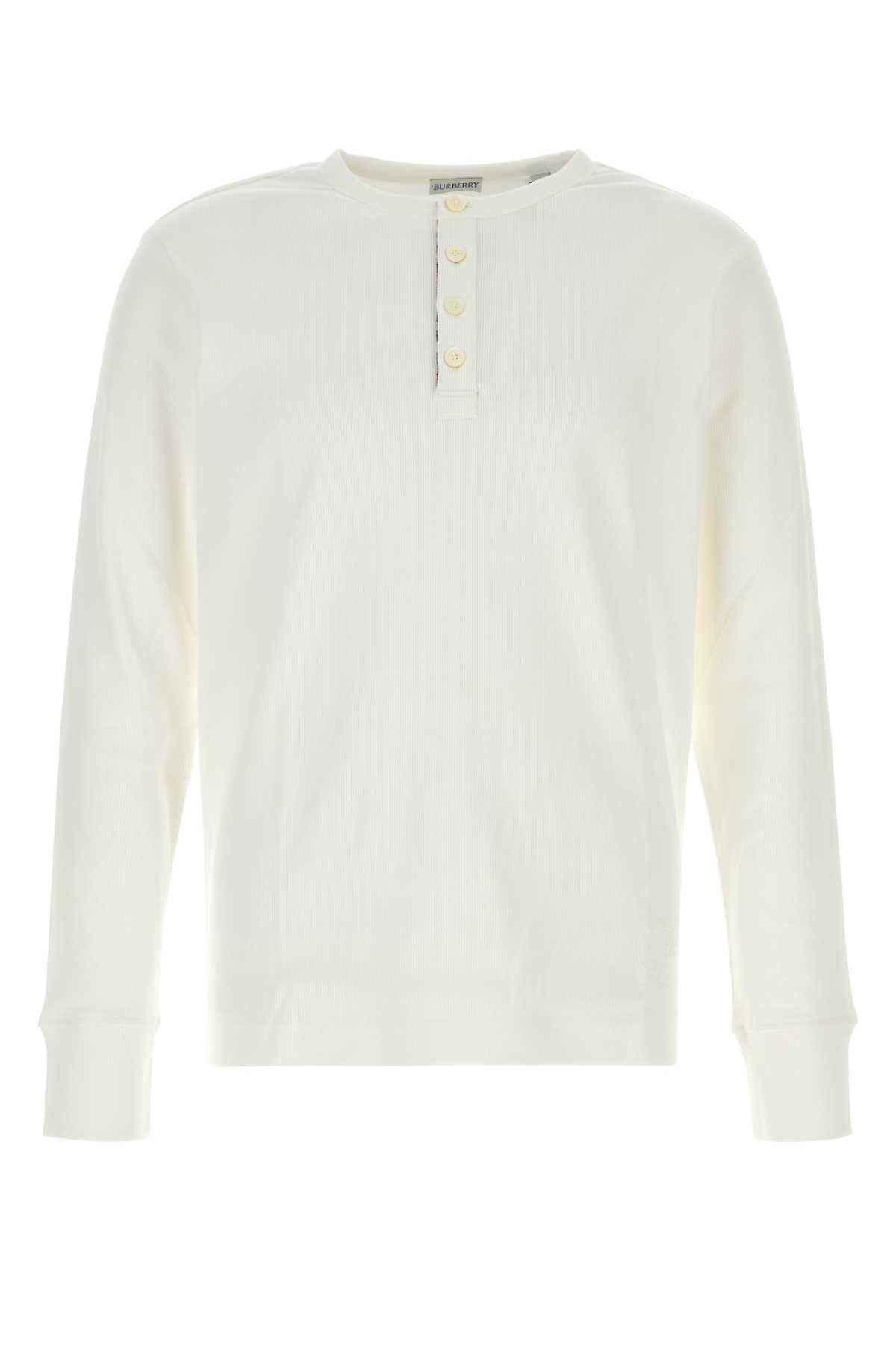 Burberry Men White Cotton Stretch T-Shirt BURBERRY