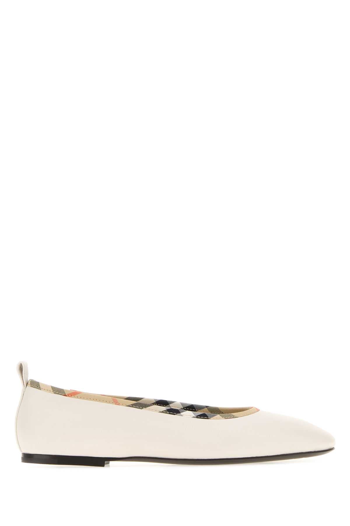 Burberry Women Ivory Leather Robin Ballerinas BURBERRY