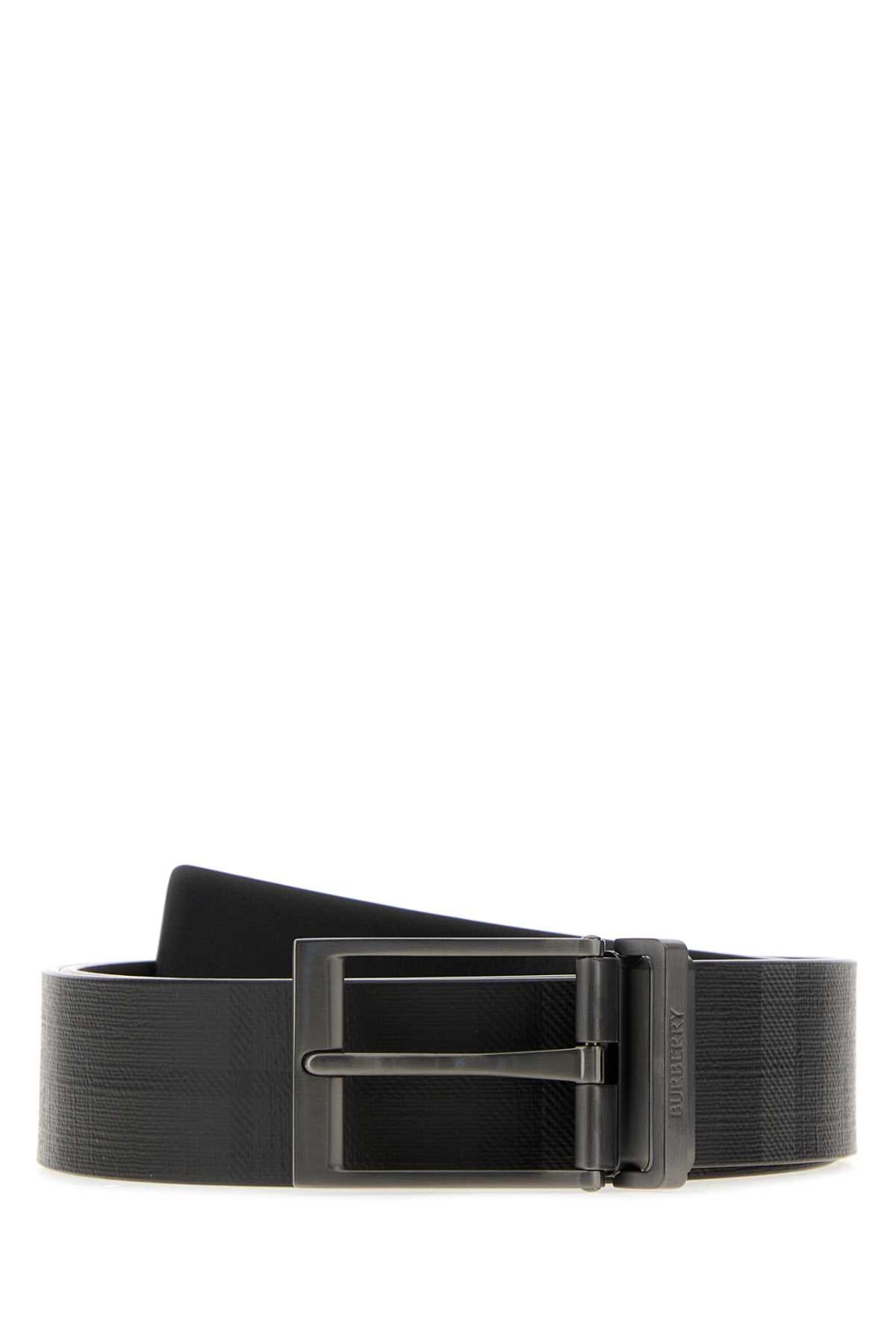 Burberry Men Printed Canvas Reversible Check Belt